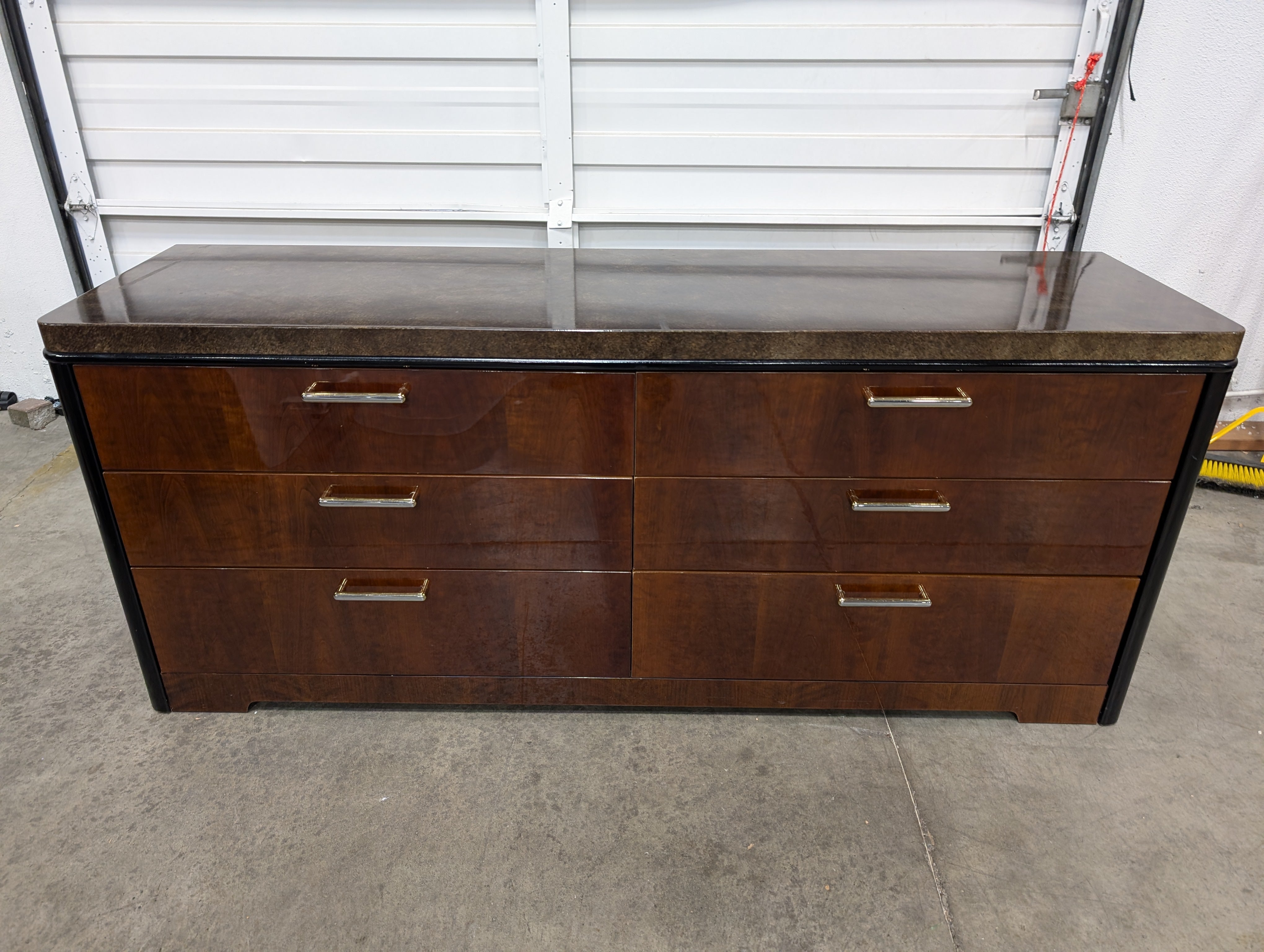 Contemporary Henredon Dark Wood Six-Drawer Dresser