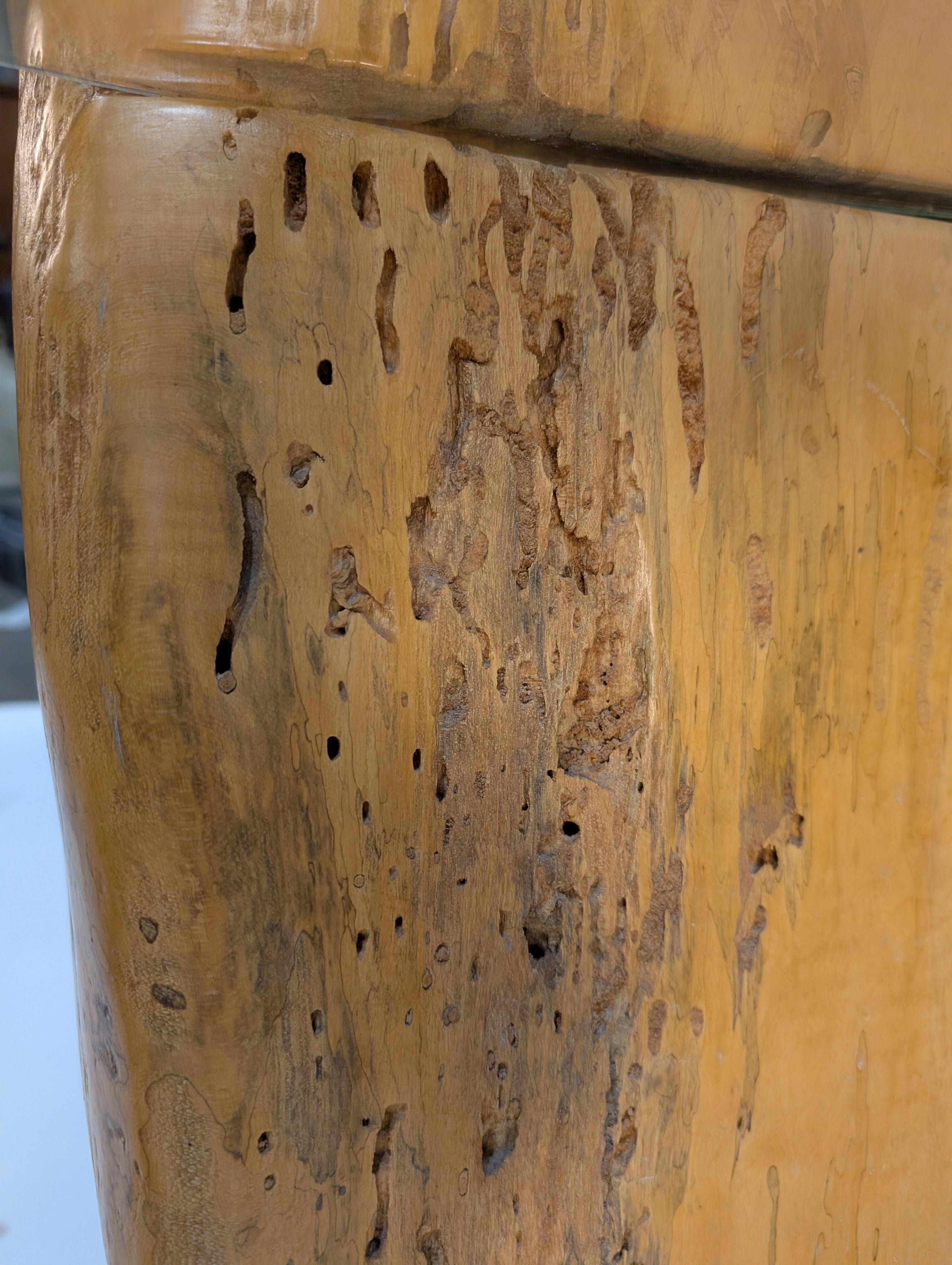 Rustic Live Edge Wood Coffee Table with Round Glass Top