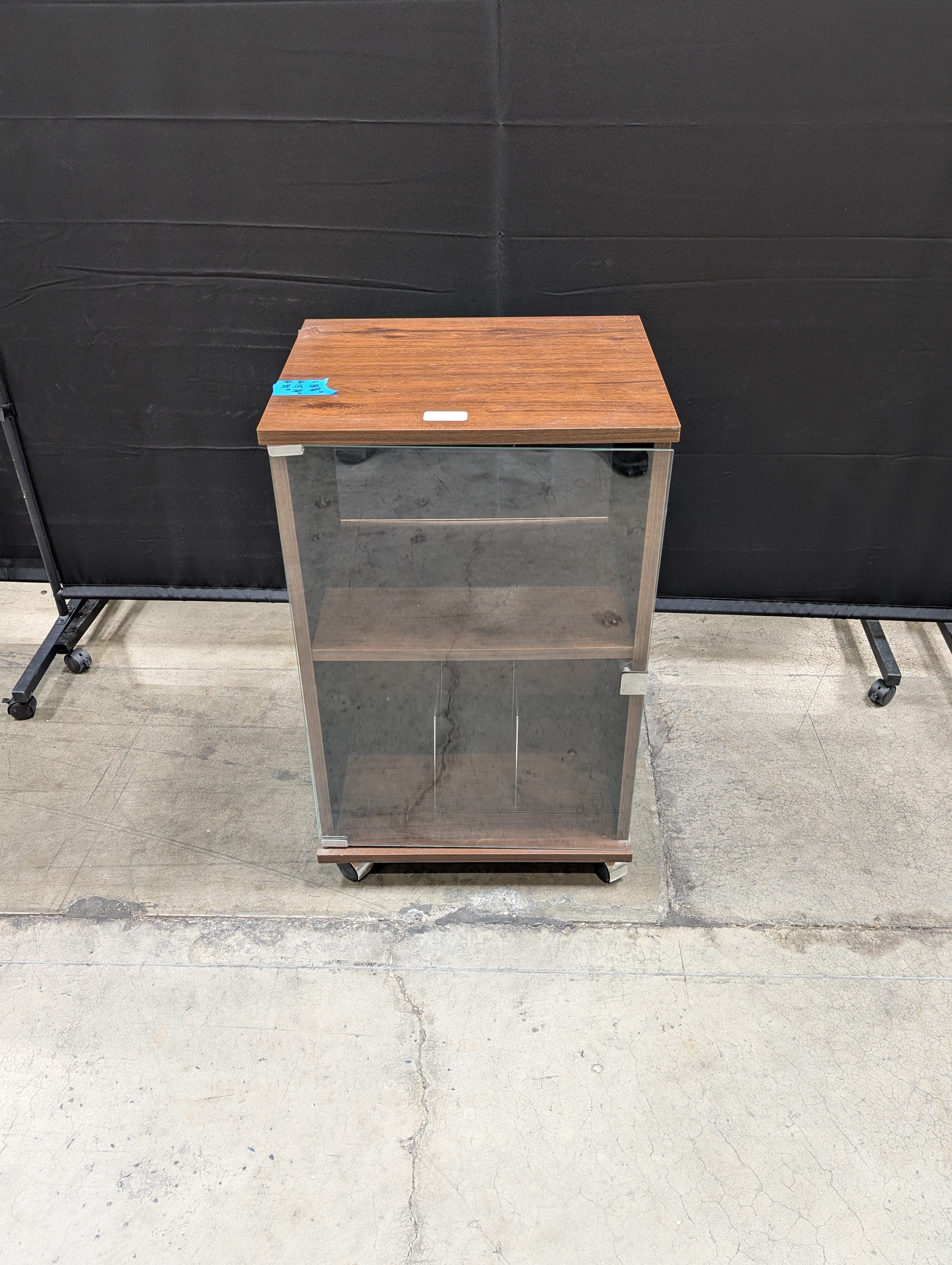 Dark Wood Two-Tier Storage Side Table with Shelves