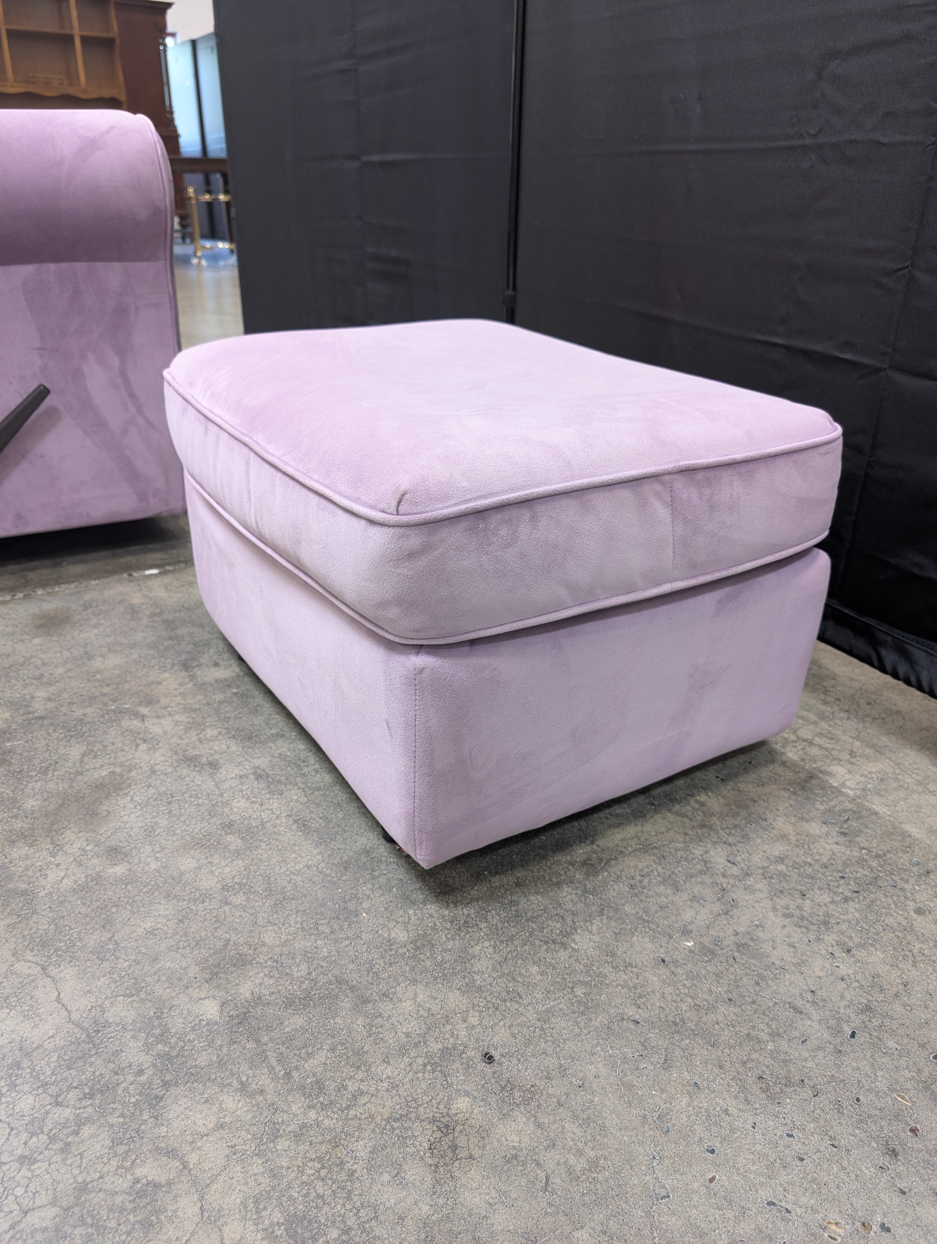 Lavender Microfiber Ottoman