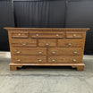 KELLER Furniture Oak Finish Chest of Drawers with Brass Hardware