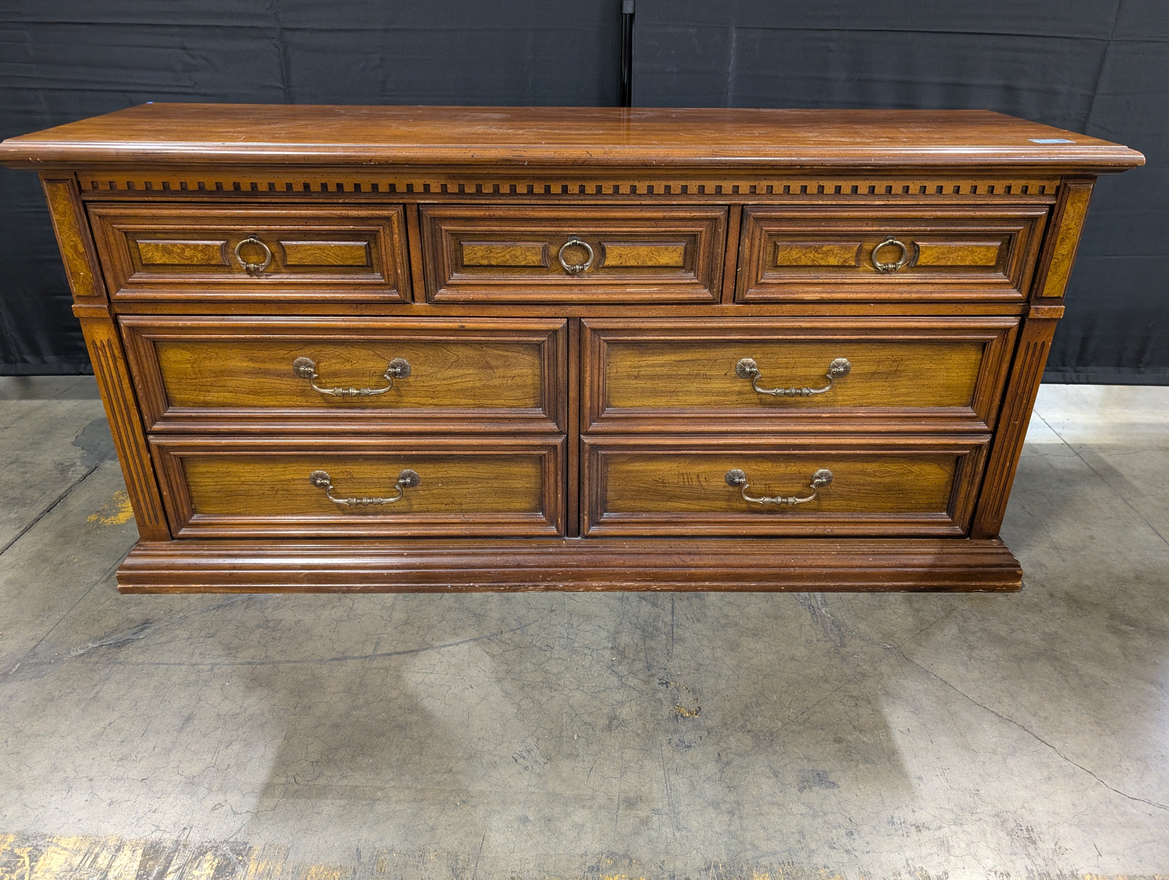 Traditional Dark Wood Seven-Drawer Dresser (NO MIRROR)