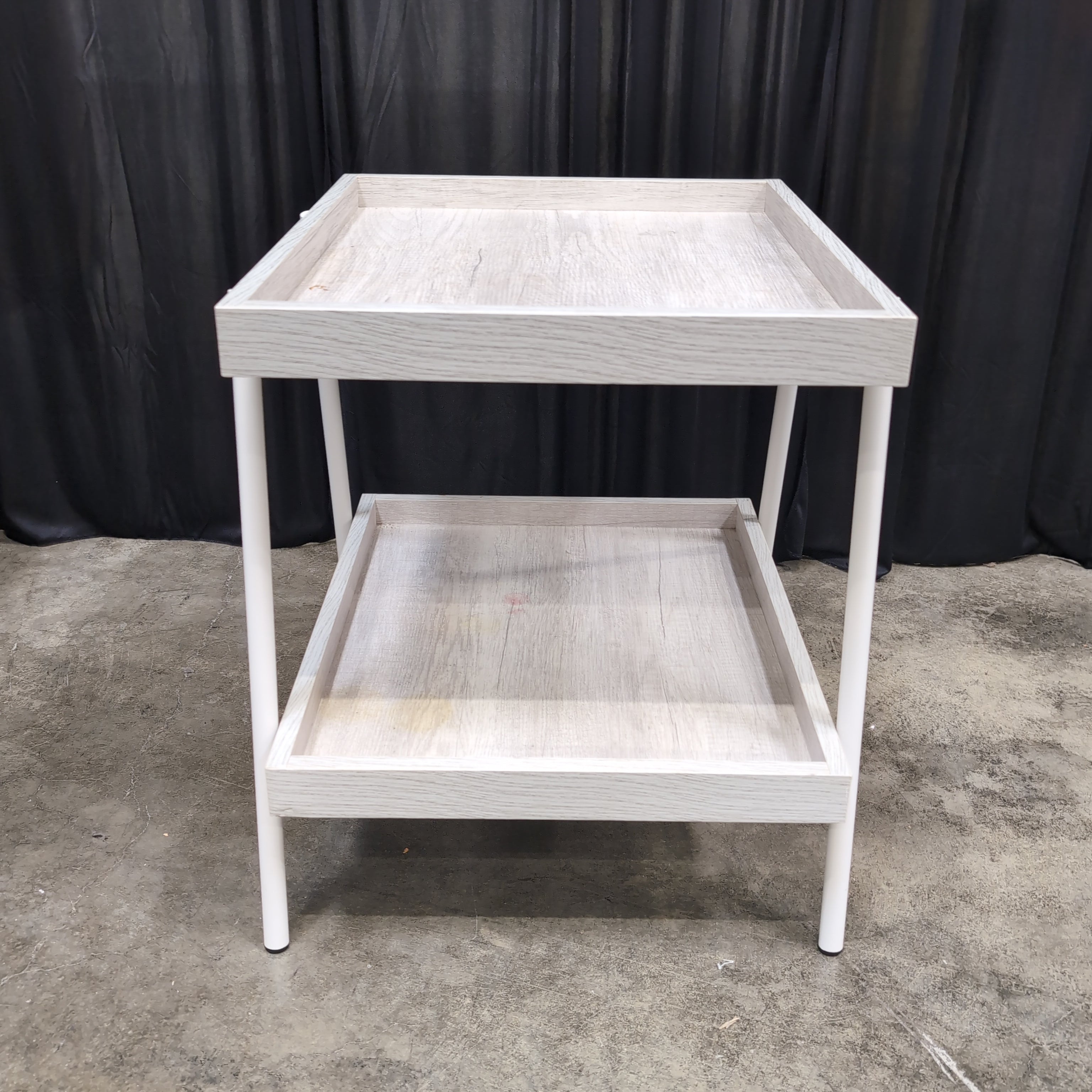 Light Wood Grain Two-Tier End Table Set