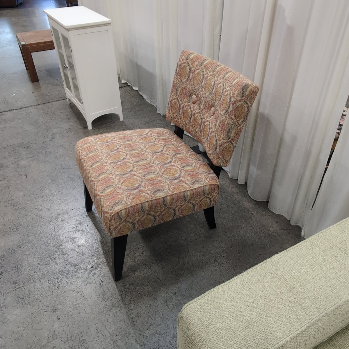 Crate & Barrel-Vintage Orange Patterned Upholstered Armchair