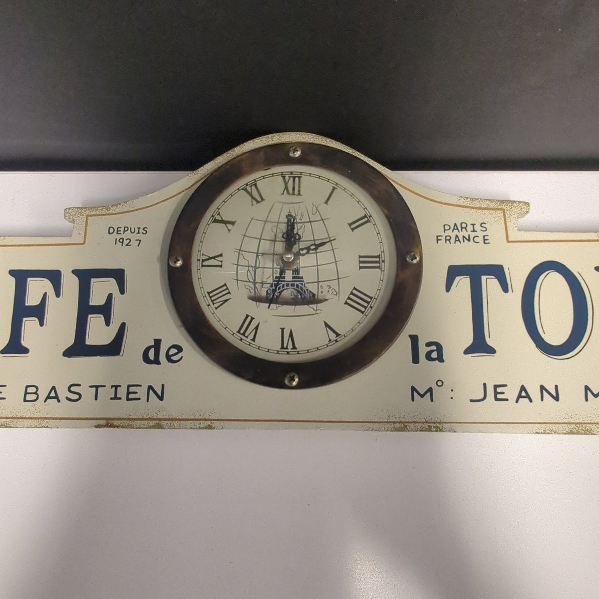 Cream French Cafe Wall Clock with Eiffel Tower