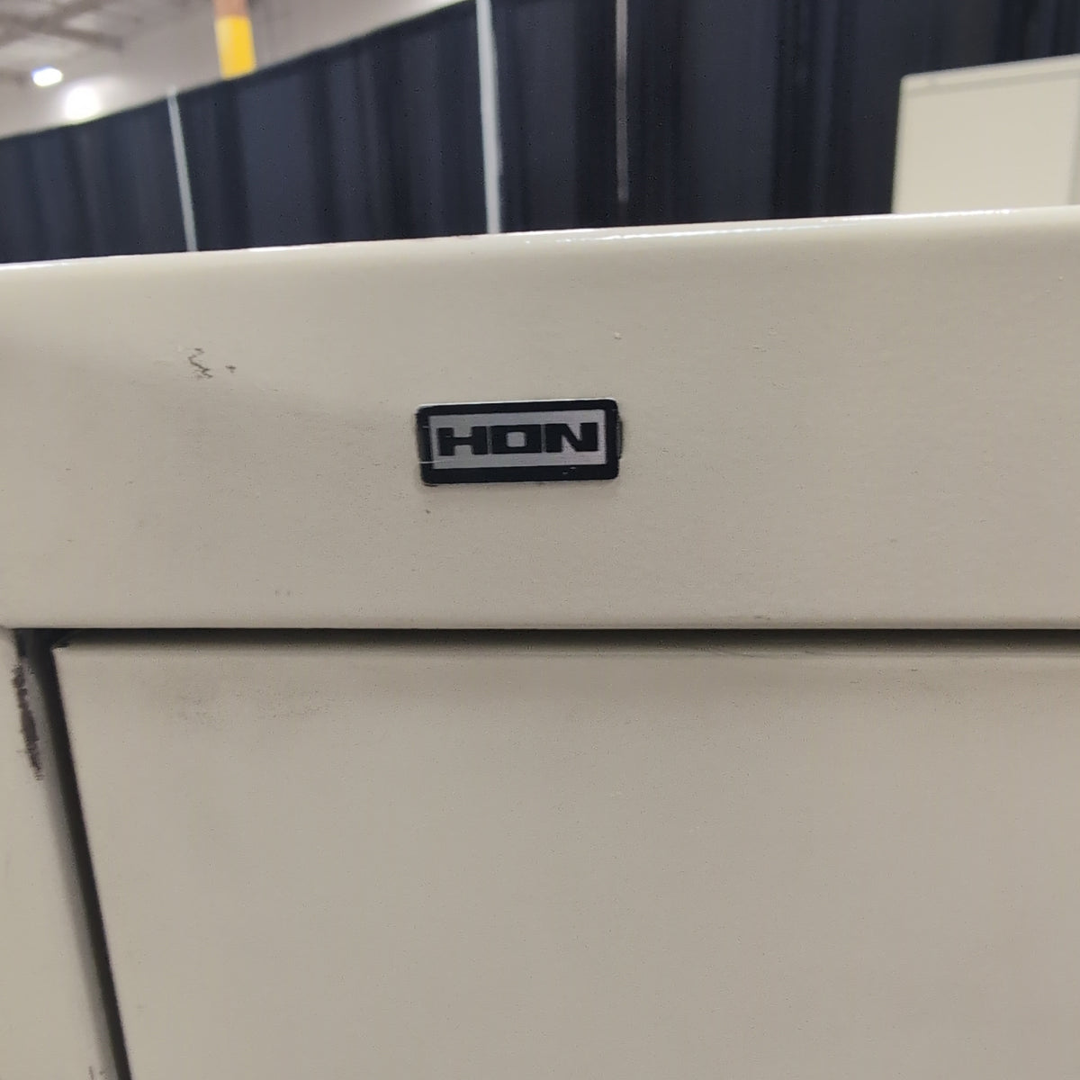 Grey Metal Four-Drawer Filing Cabinet with Lock