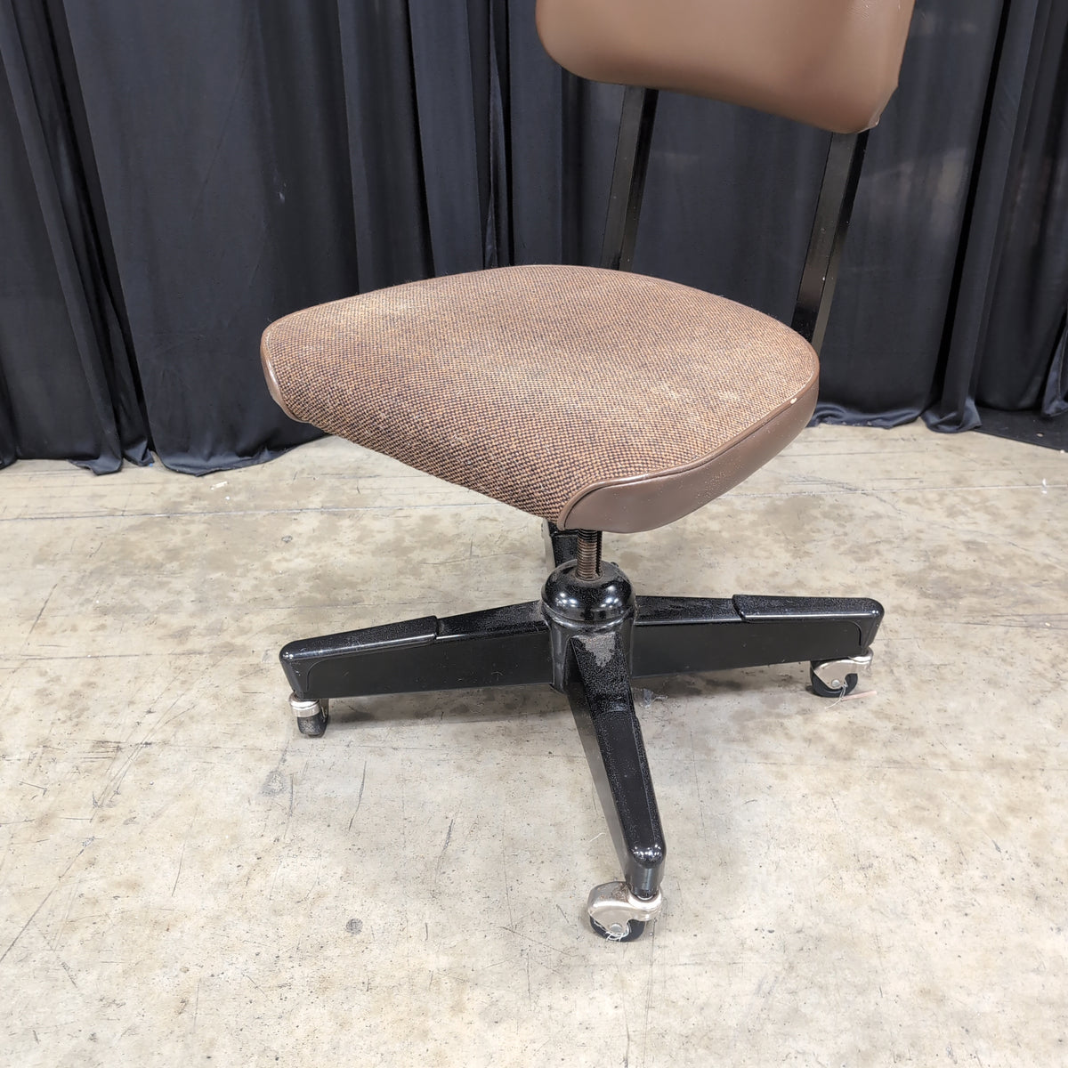 Brown Upholstered Swivel Office Chair