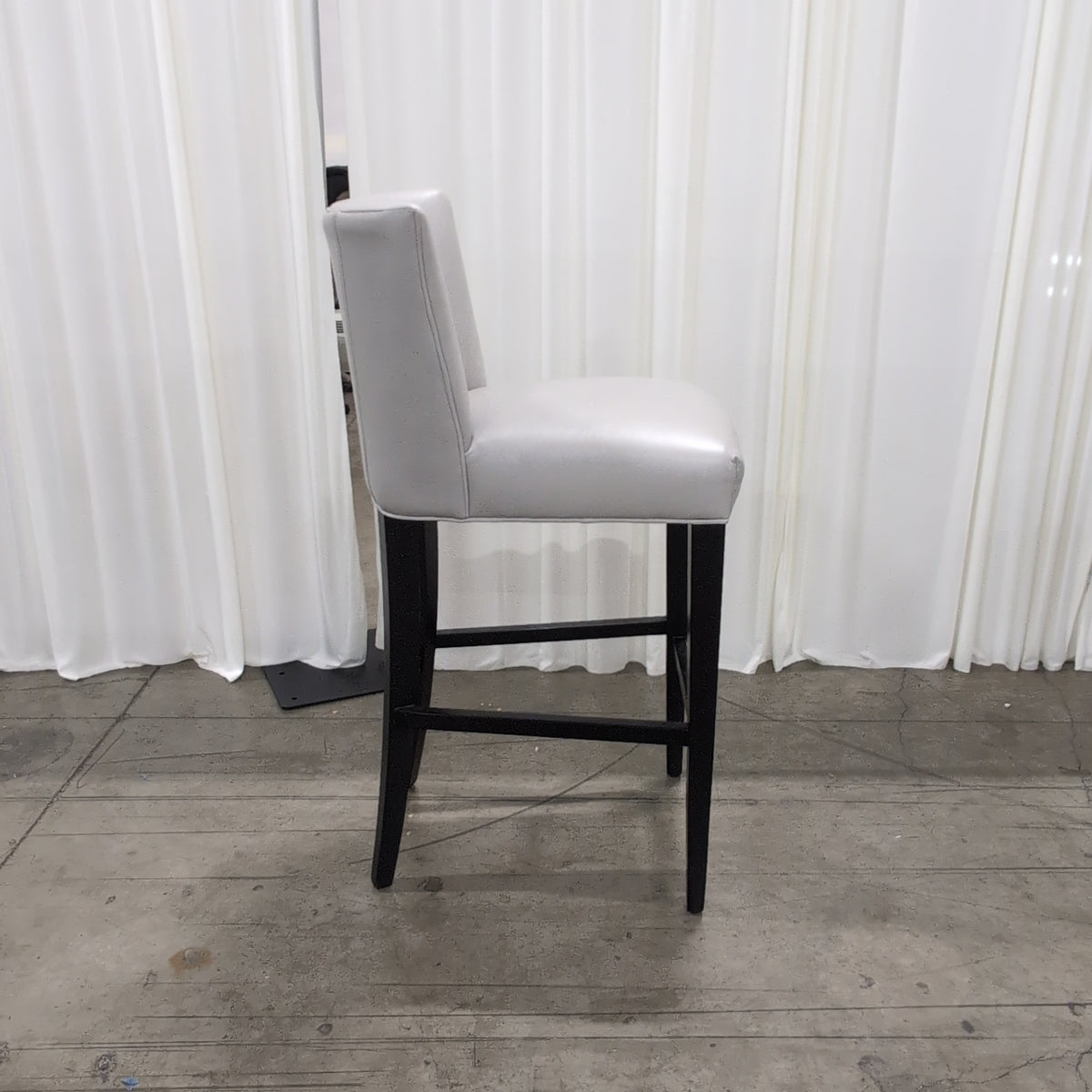 Modern Light Grey Upholstered Chair with Dark Wood Legs