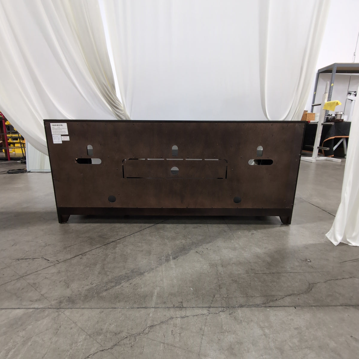 Dark Brown Wood TV Stand with Sliding Doors