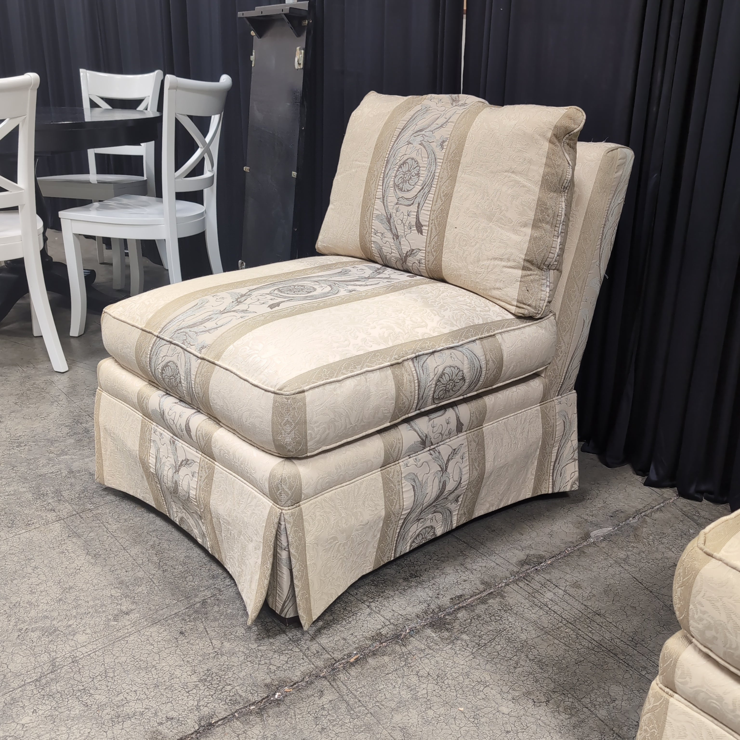 Sherrill Traditional Cream Armless Chair with Scrollwork