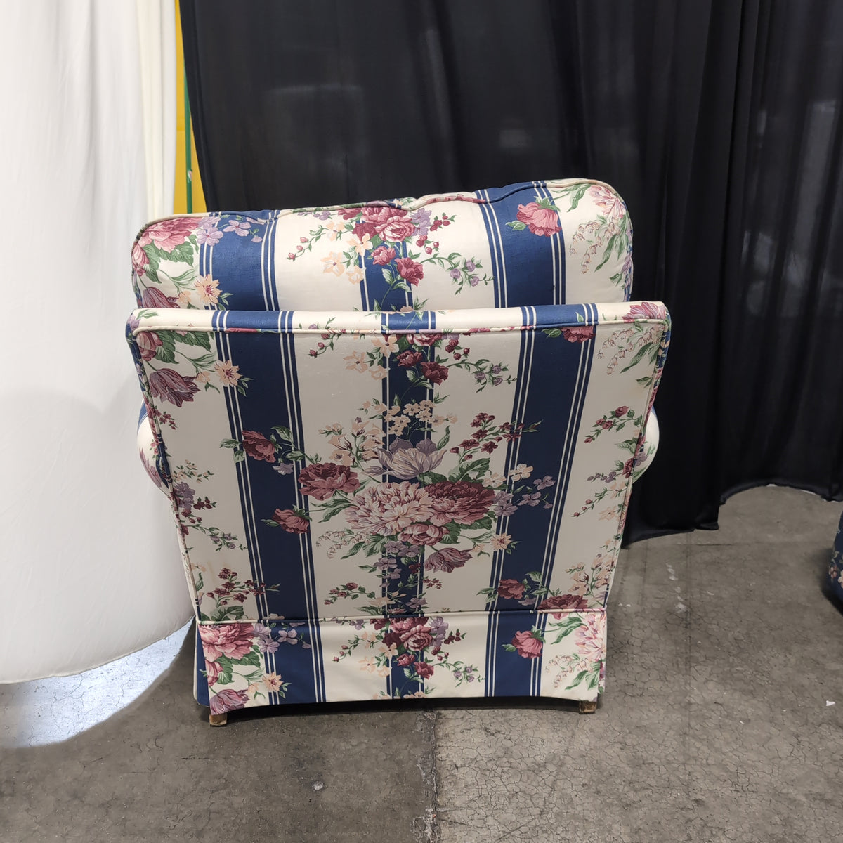 Traditional Floral Striped Upholstered Armchair
