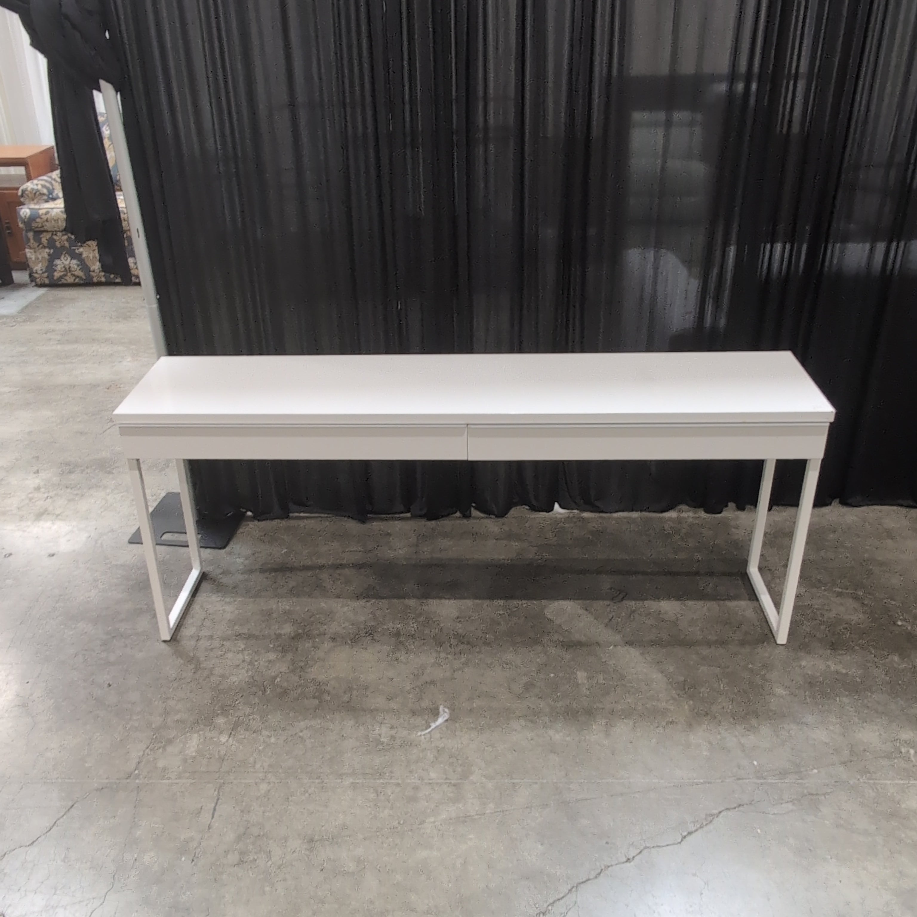 Off-White Minimalist Console Table with Two Drawers