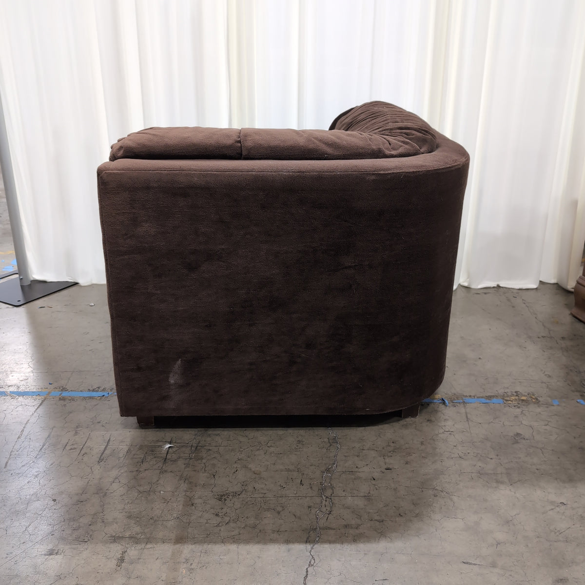 Plush Brown Microsuede Armchair with Tufted Cushion