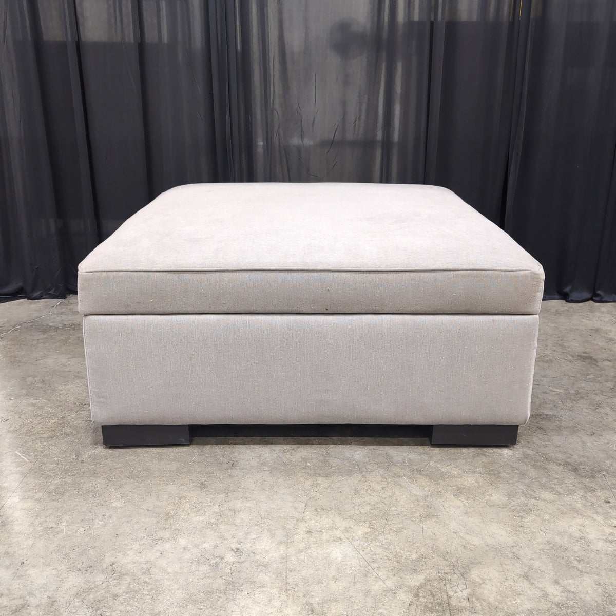 Light Grey Upholstered Square Ottoman