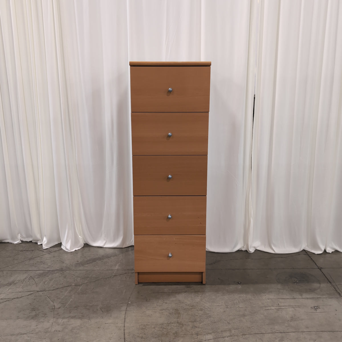Light Wood Five-Drawer Tall Dresser