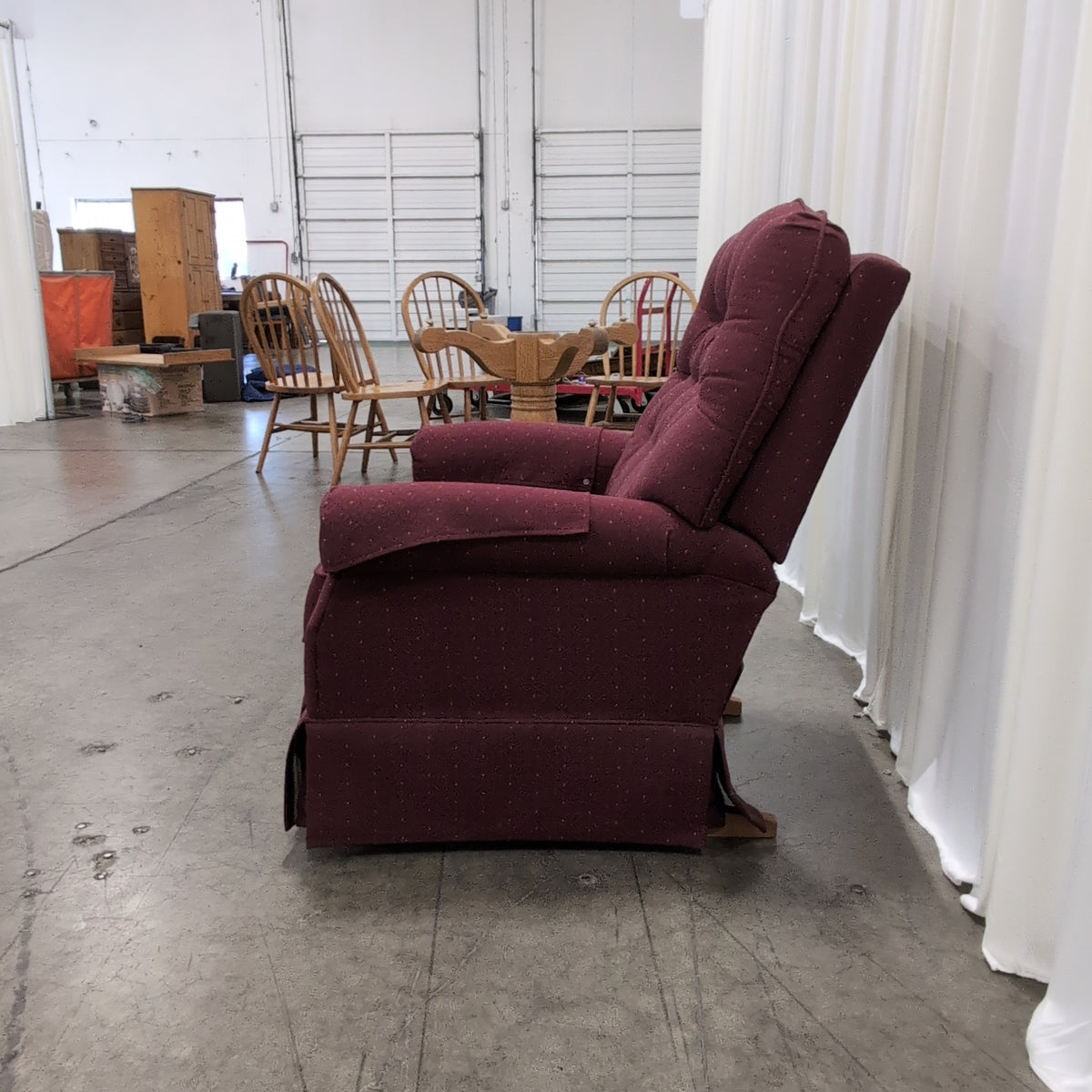 Deep Red Tufted Recliner in Fabric