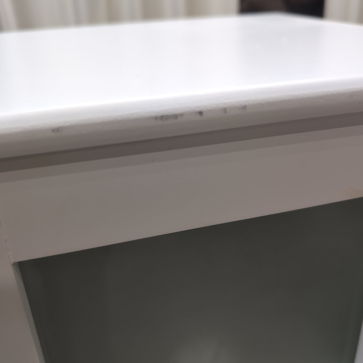 White Painted Wood Storage Cabinet with Glass Doors