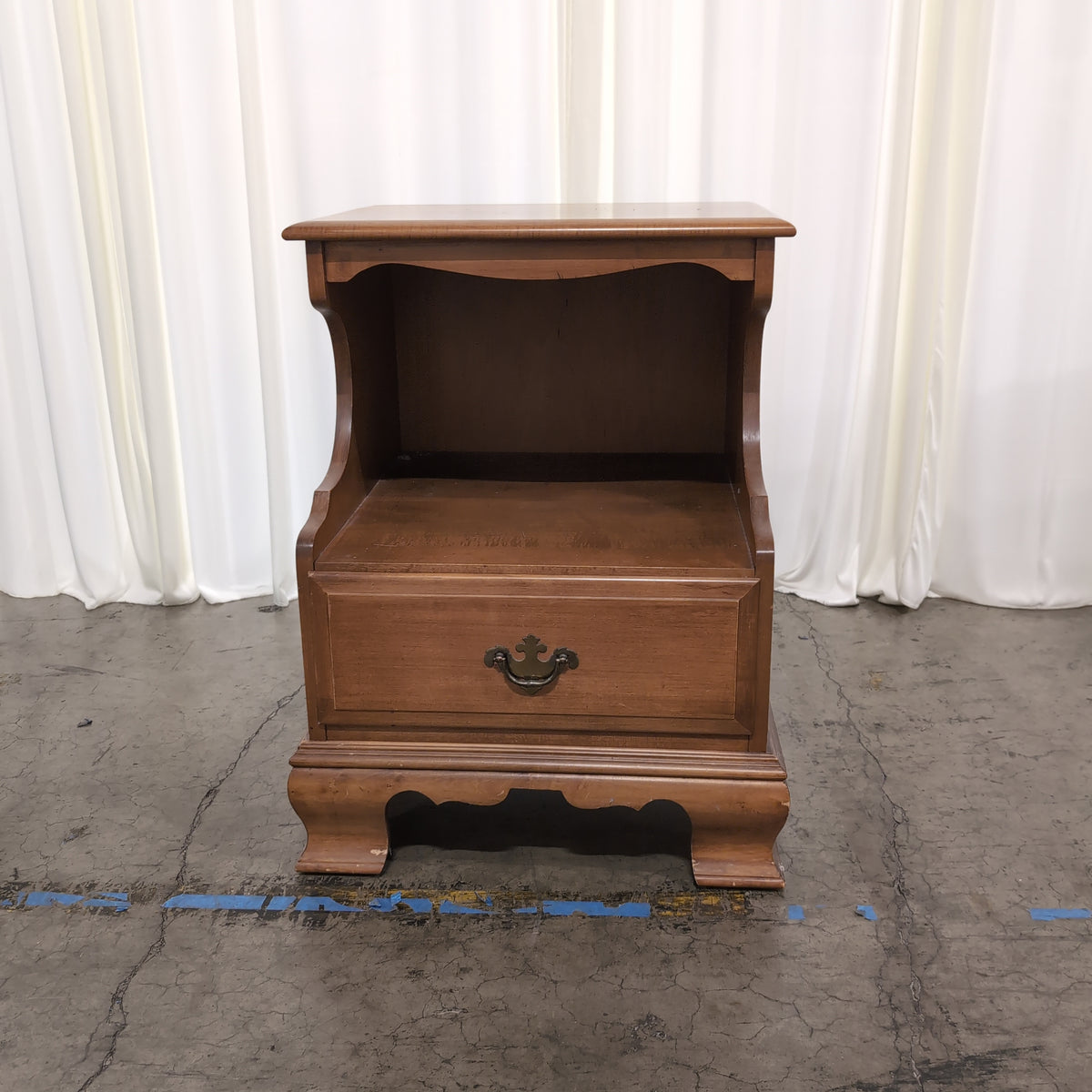 Traditional Wood One-Drawer Nightstand with Ornate Hardware