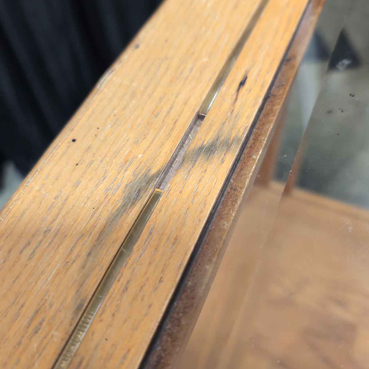 Light Brown Wood End Table with Glass Top