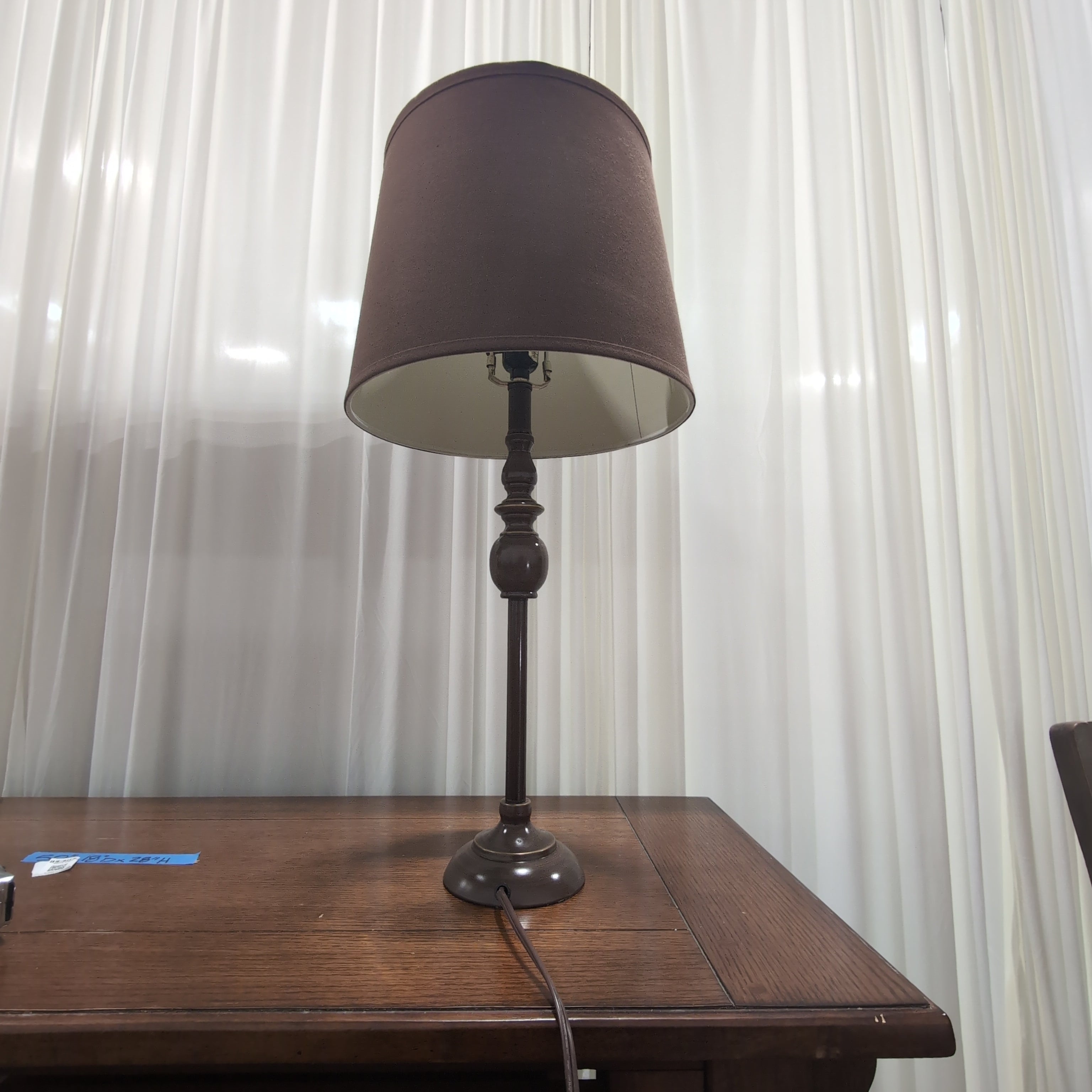 Traditional Dark Bronze Table Lamp with Turned Base