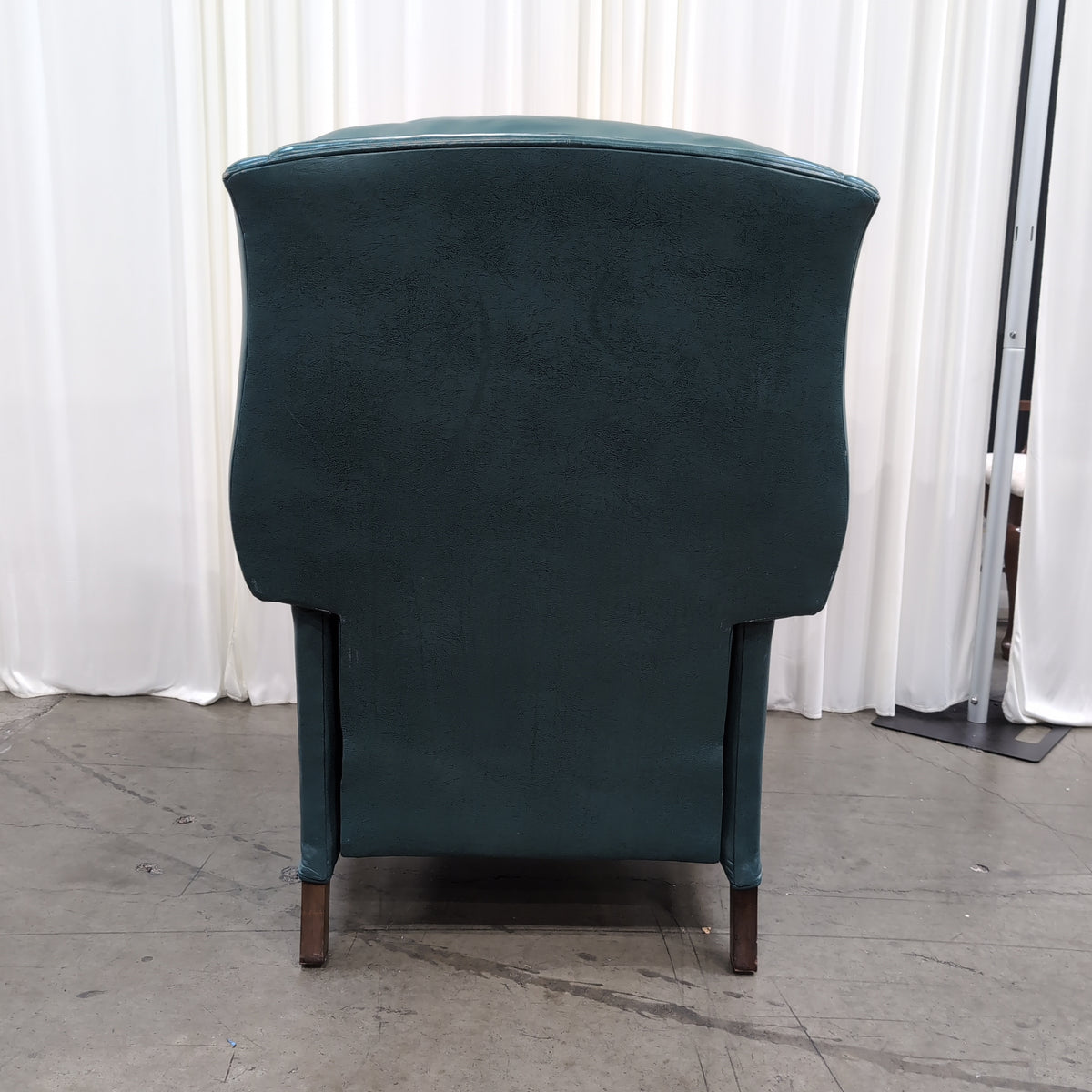 Deep Green Tufted Leather Armchair with Nailhead Trim