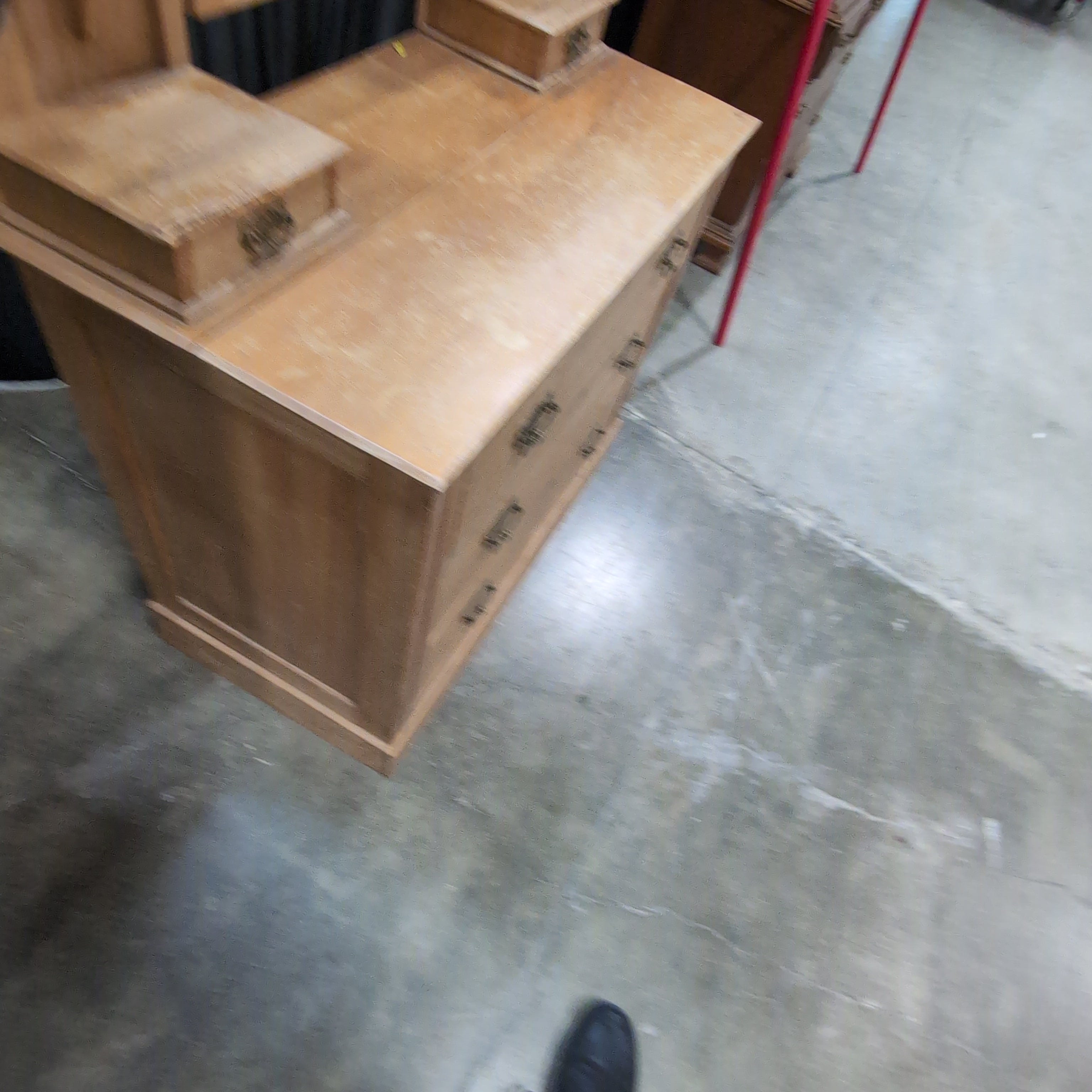 Vintage Light Wood Dresser with Mirror