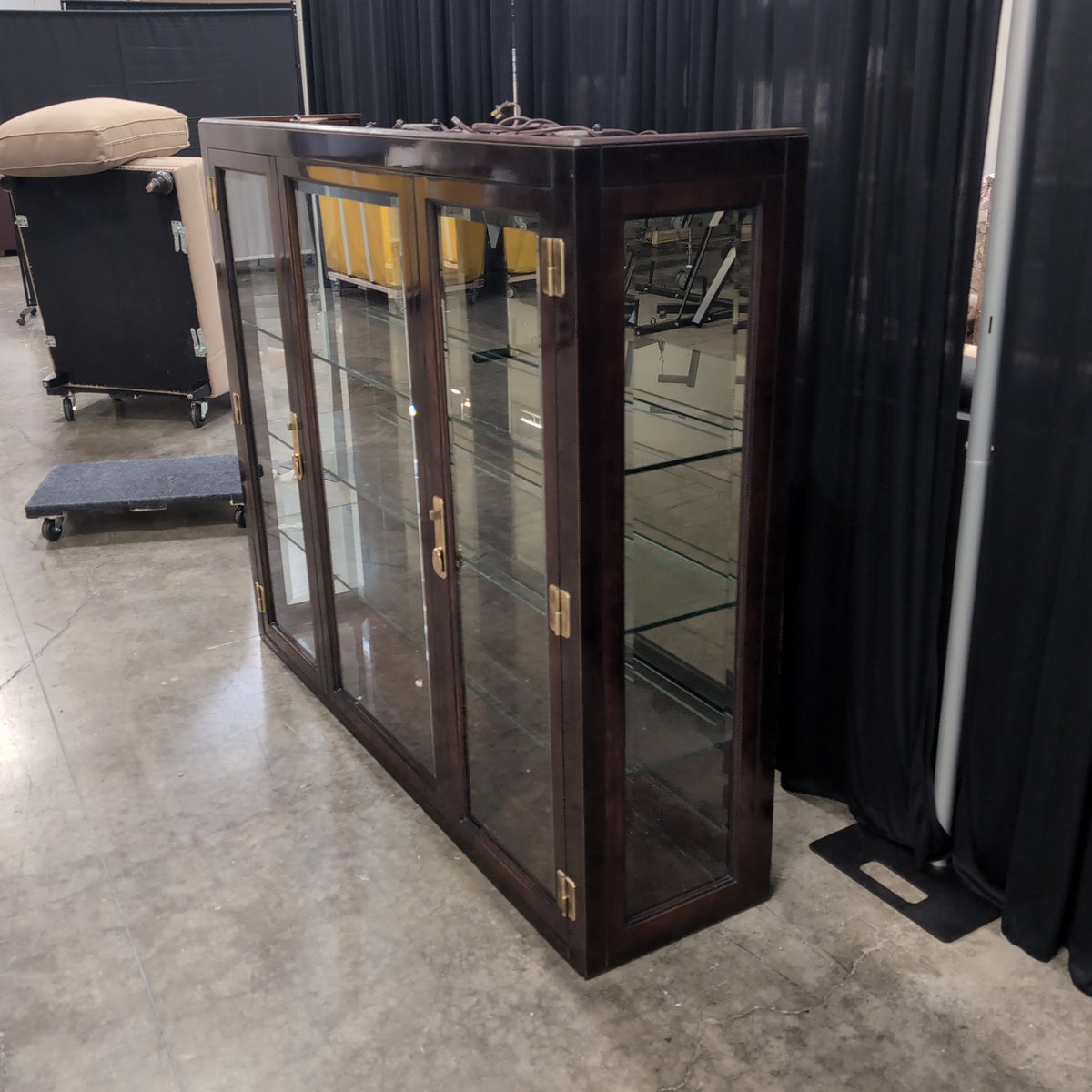 Traditional Three-Door China Cabinet in Dark Wood