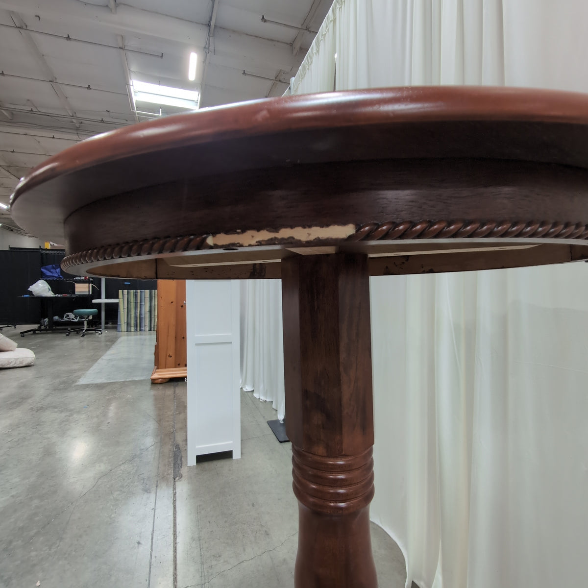 Brown Wood Round Pub Table with Rope Edge