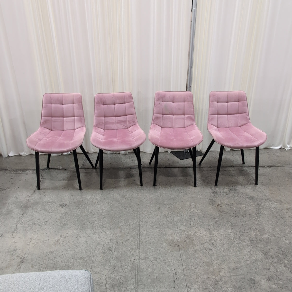 Pink Quilted Velvet Dining Chair