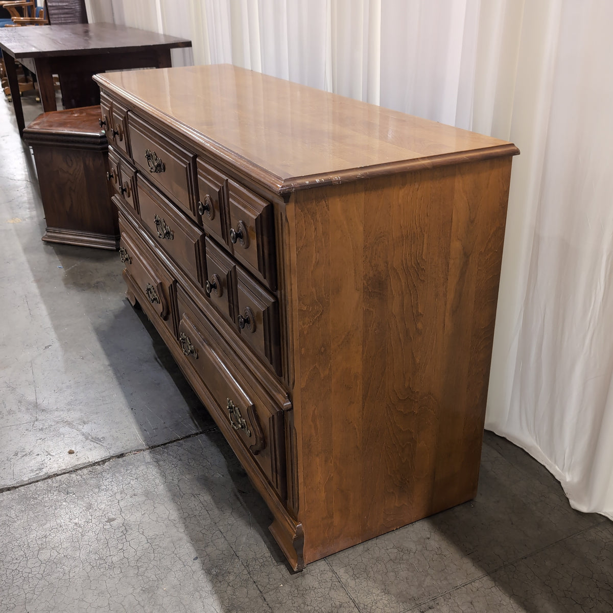 French Provincial Style Wood Dresser with Brass Pulls