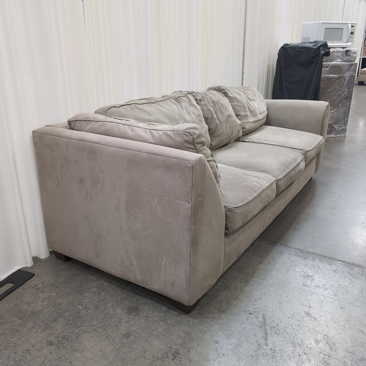 Light Beige Fabric Rolled Arm Sectional Couch