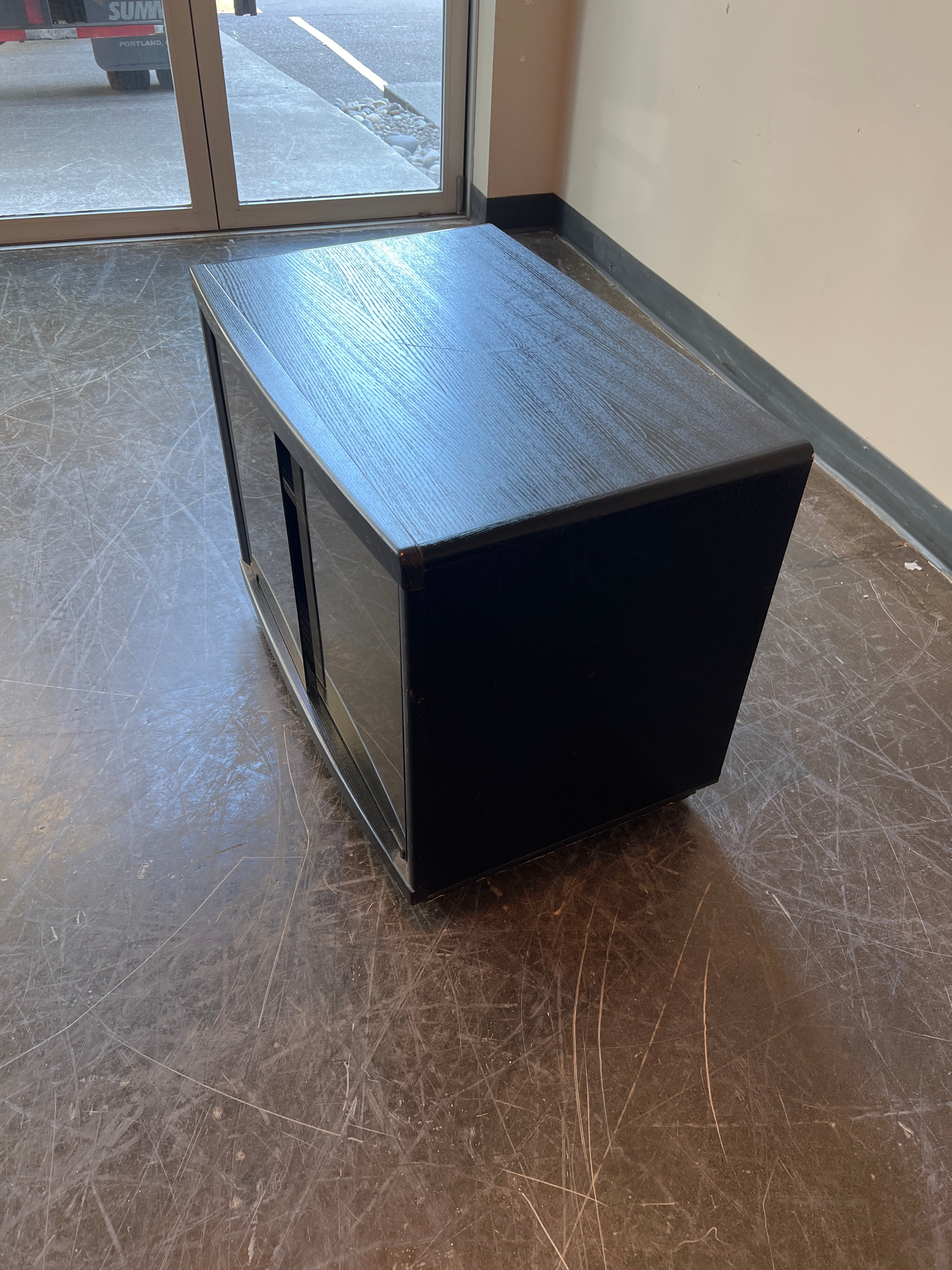 Black Swivel TV Stand with Storage Cabinets