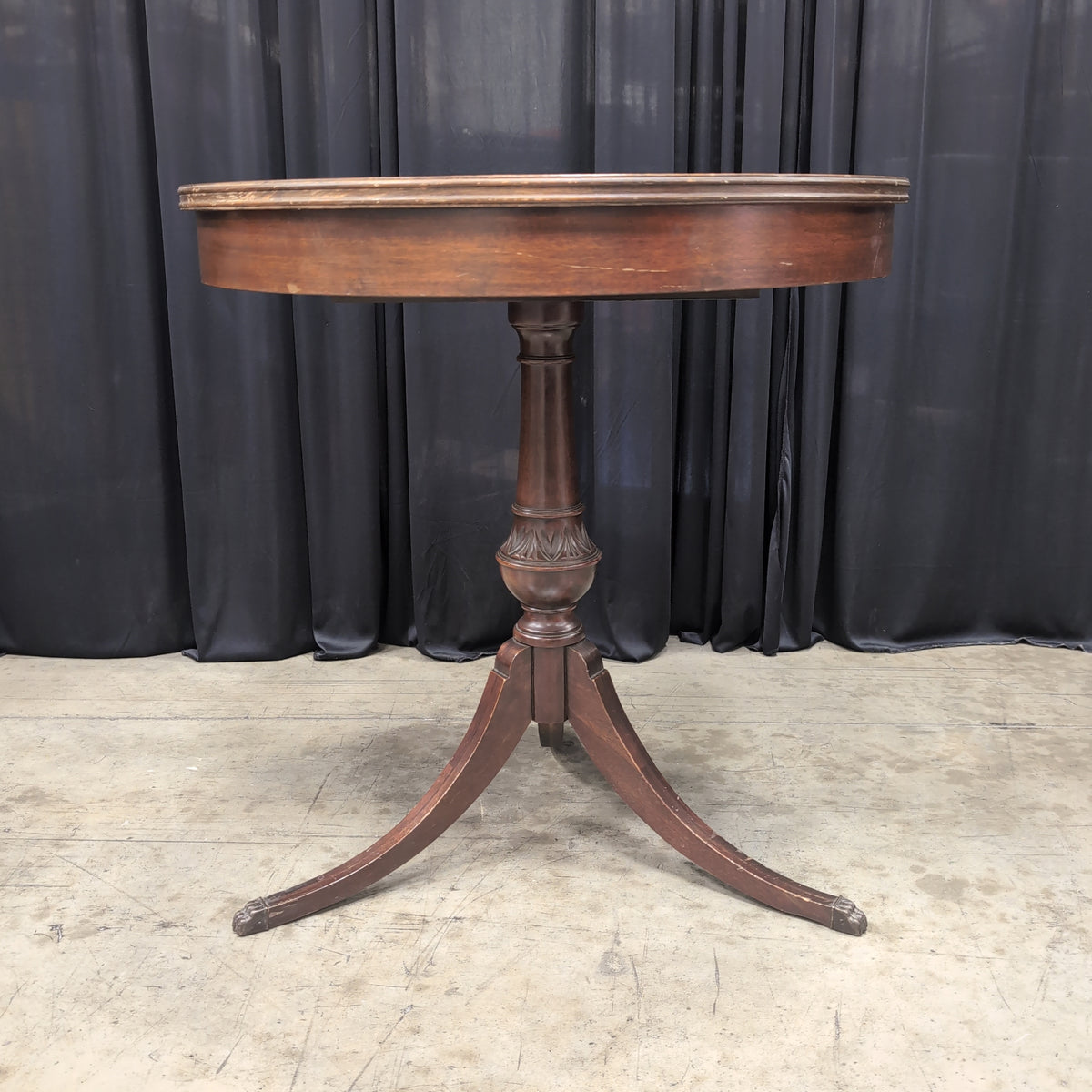 Traditional Round Wood End Table with Single Drawer