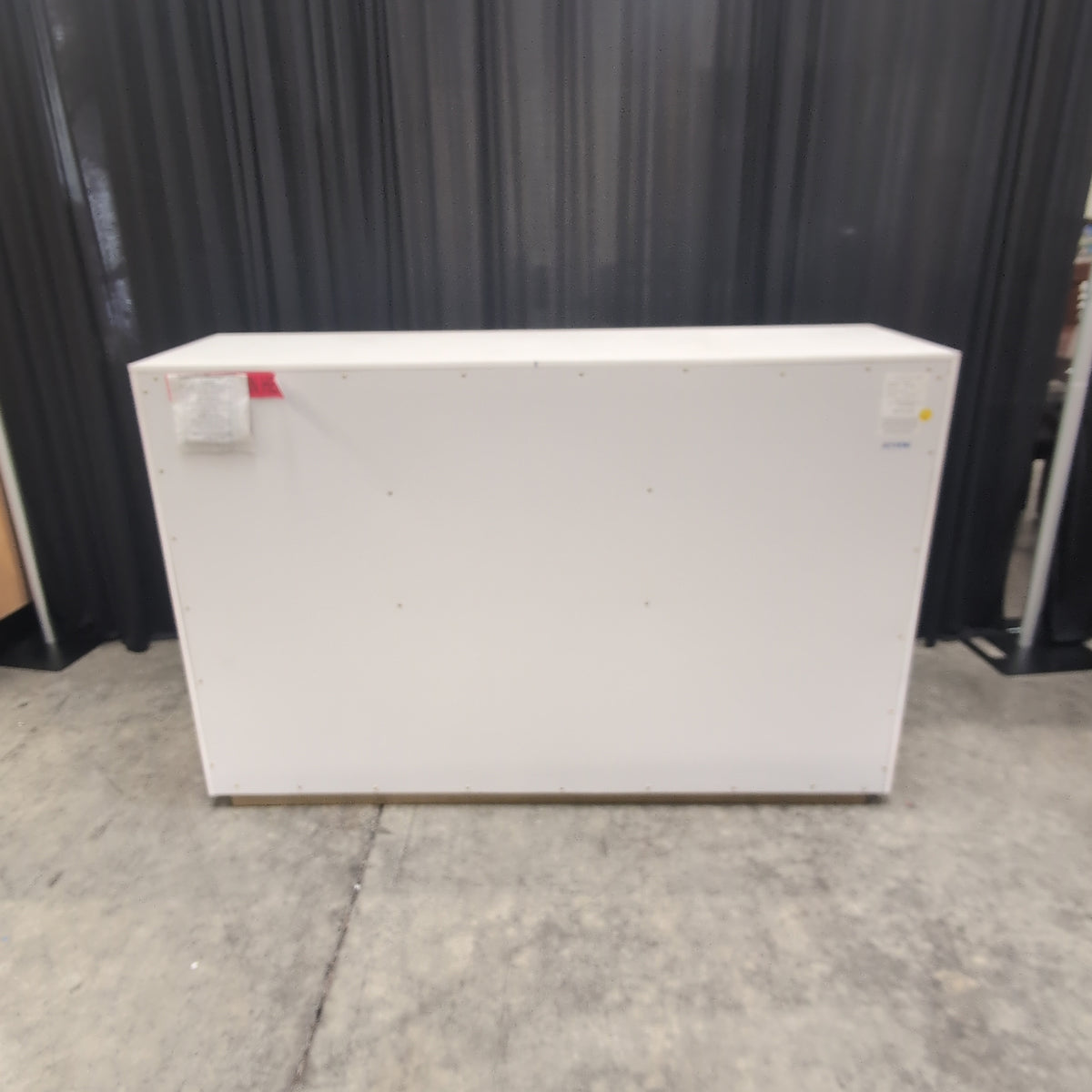 Clean-Lined White Nine-Drawer Dresser with Brass Knobs