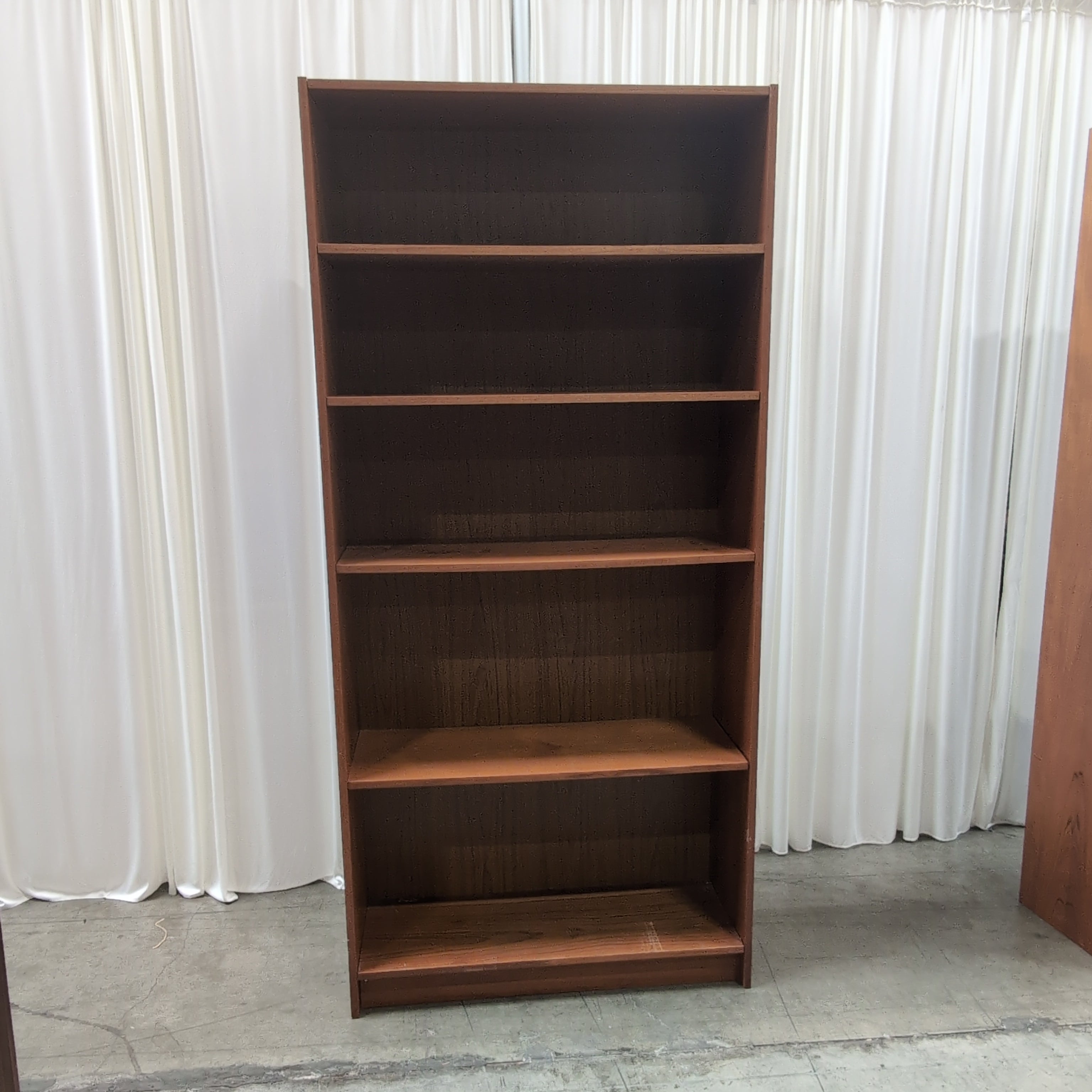Brown Wood Four-Shelf Bookcase