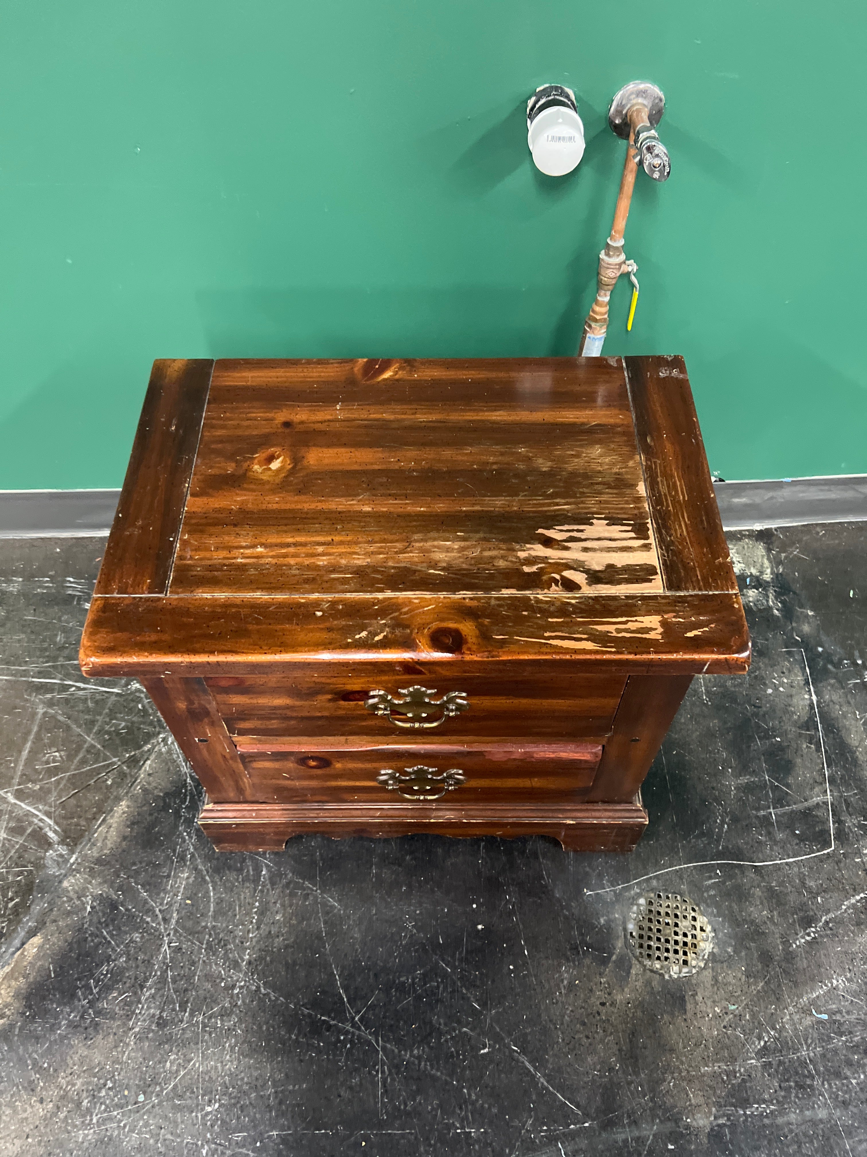 Rustic Hardwood Nightstand with Two Drawers