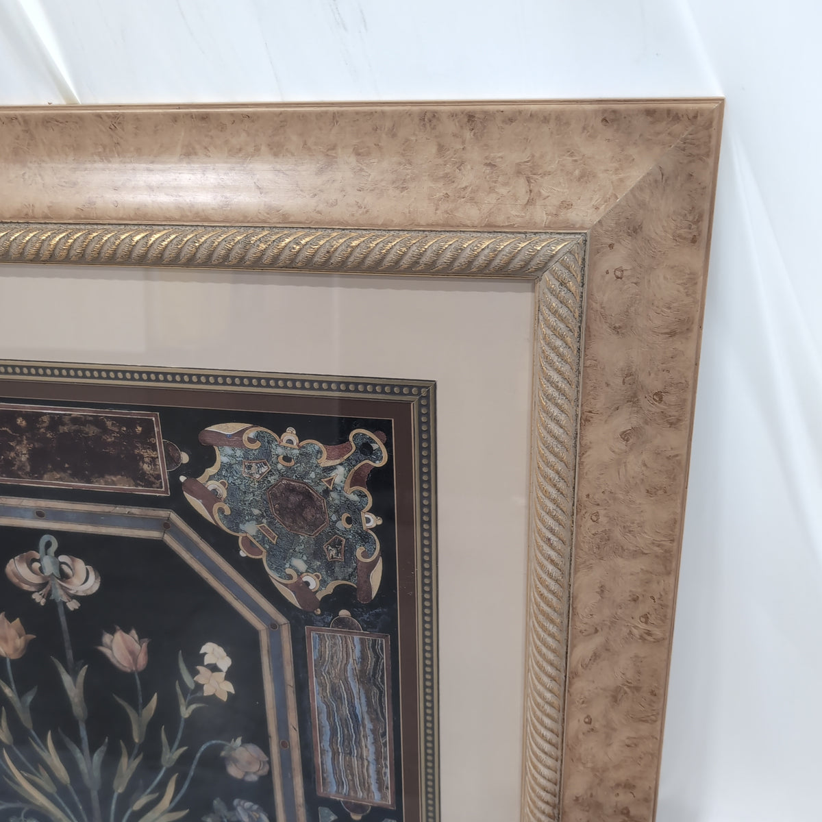 Ornate Floral Urn Framed Art with Gold Tone Frame