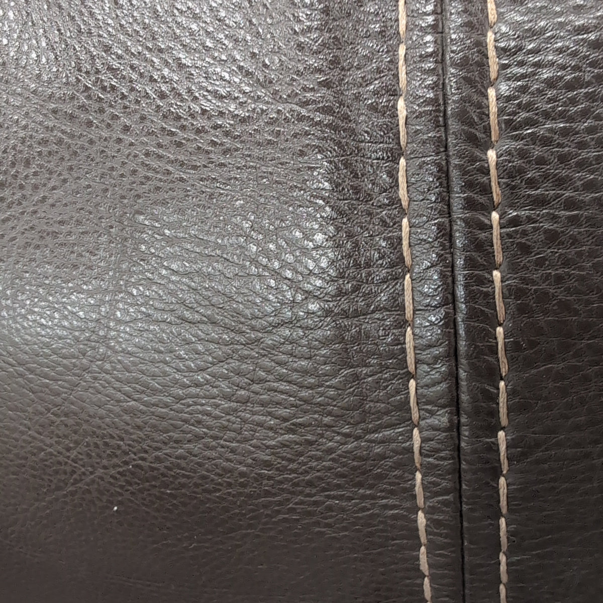Dark Brown Faux Leather Recliner Couch with Contrast Stitching