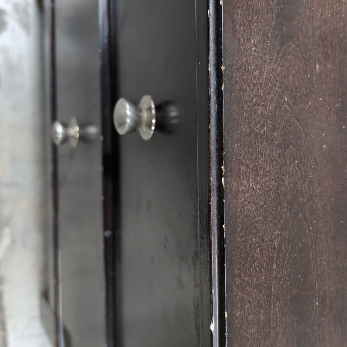 Home Meridian-Dark Brown Two-Drawer Nightstand with Silver Knobs