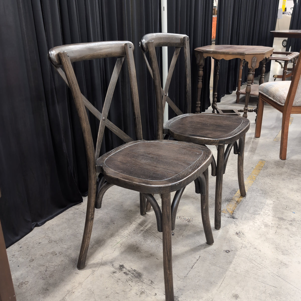 Dark Wood Cross-back Dining Chair in Distressed Finish
