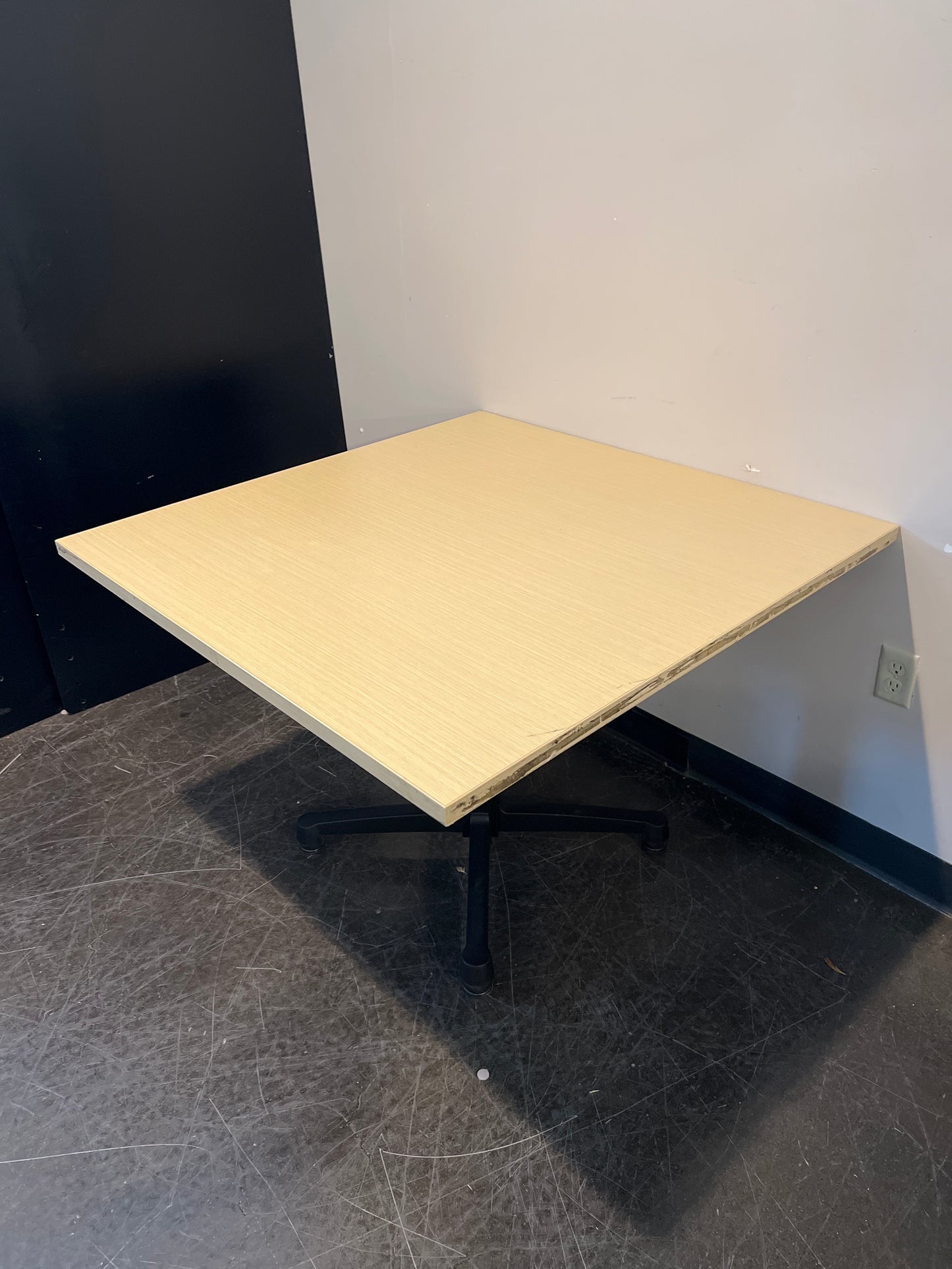 Square Laminate Office Table with Black X-Base – 42” x 42”