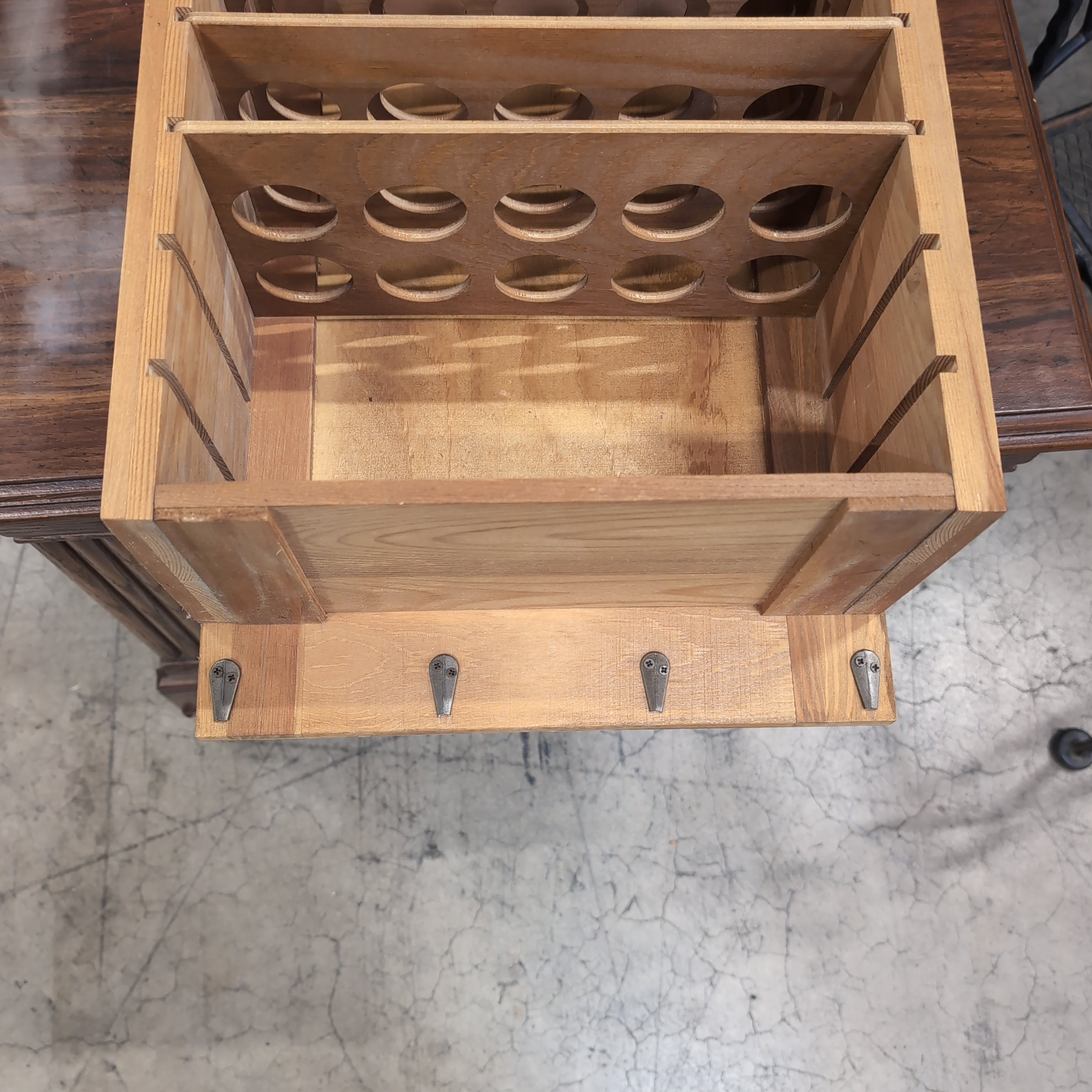 Multi-Tier Slotted Wood Storage Rack in Natural Wood