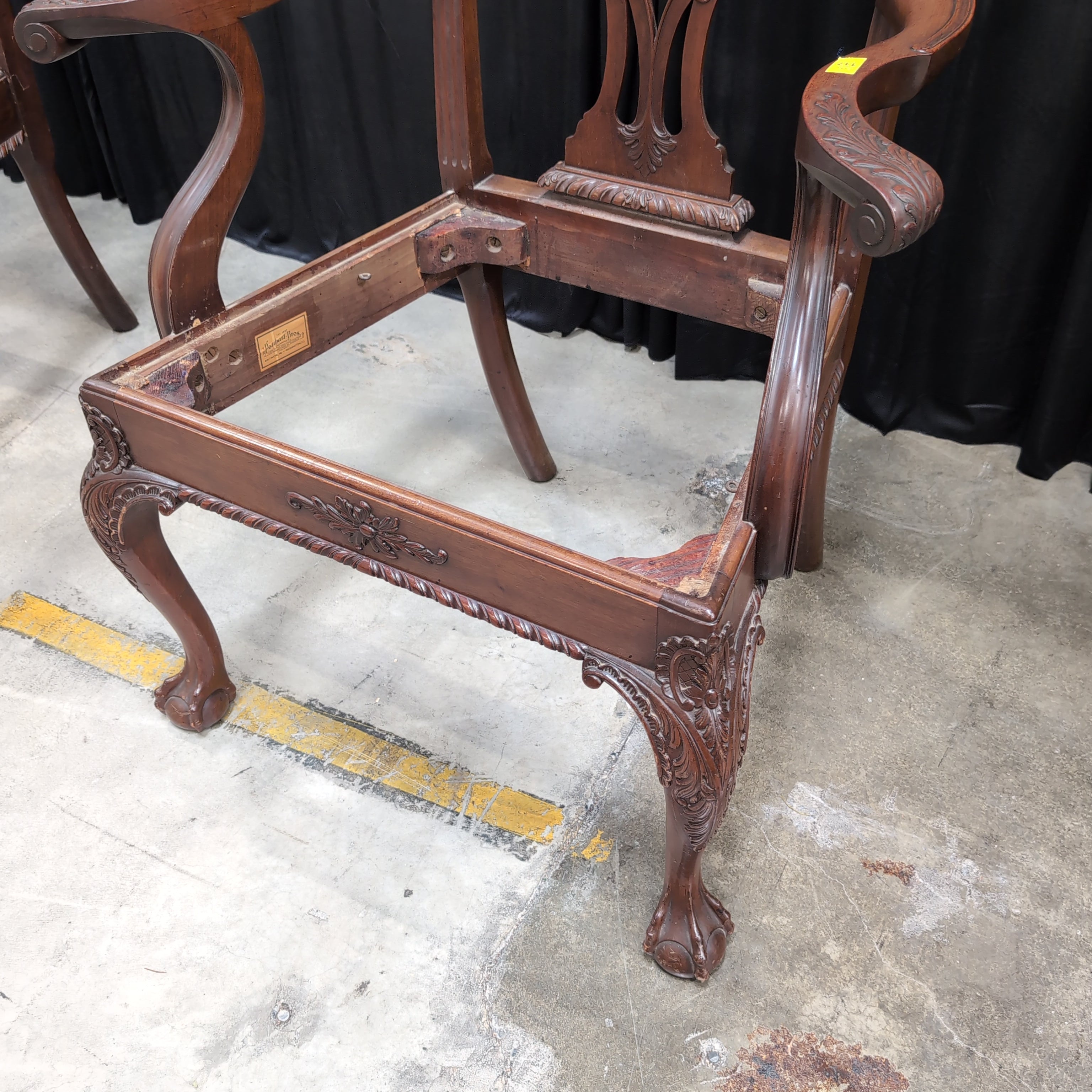 Traditional Carved Hardwood Arm Chair Frame