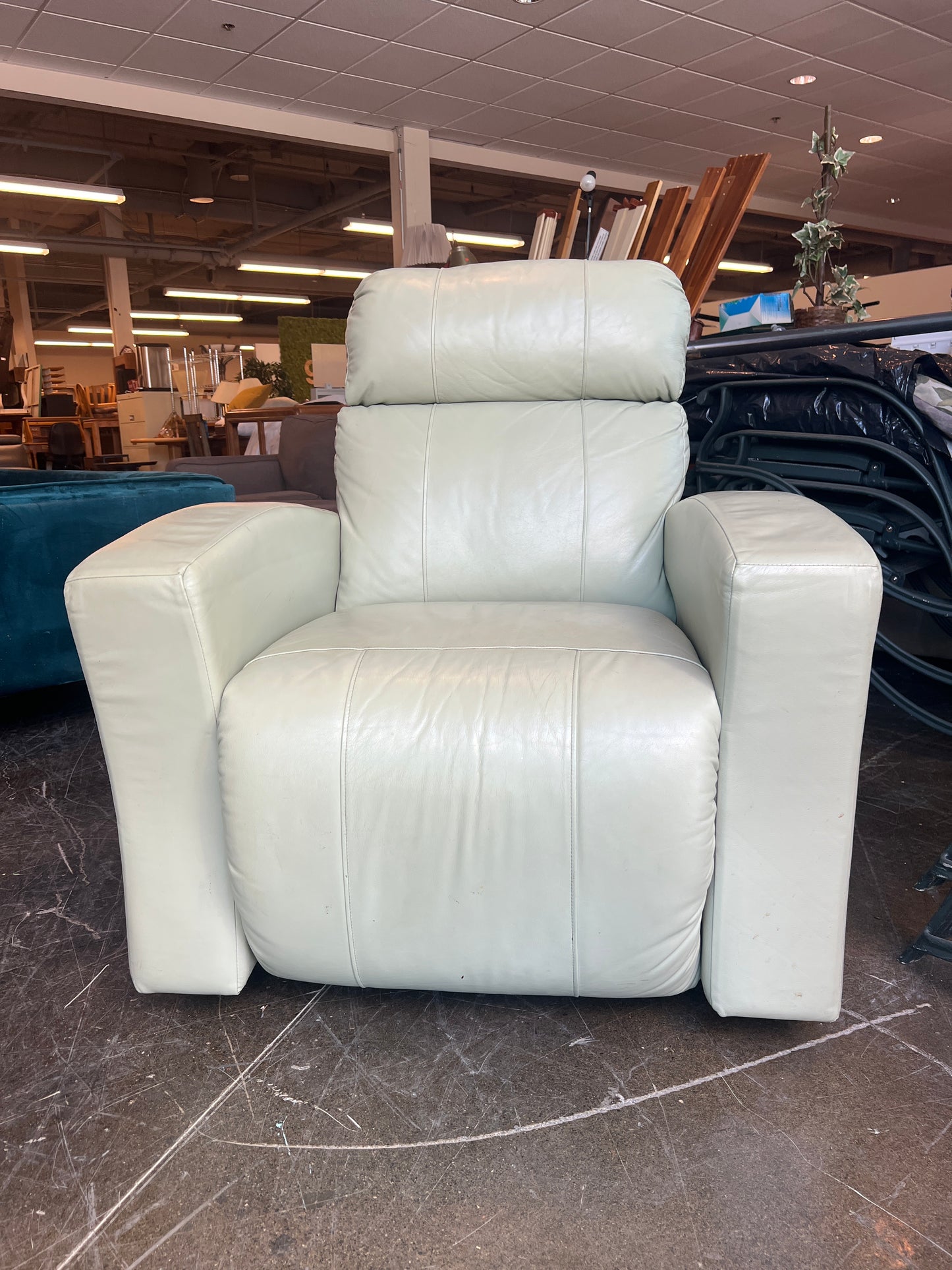 French Gray Leather Recliner Seat