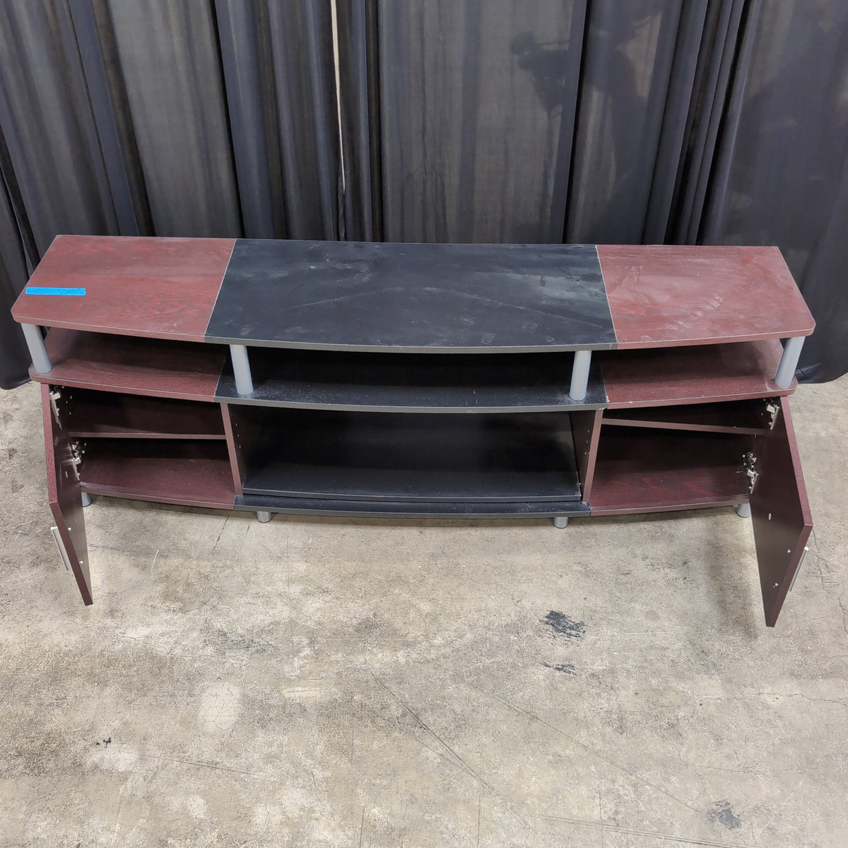 Dark Brown Laminate TV Stand with Open Shelving