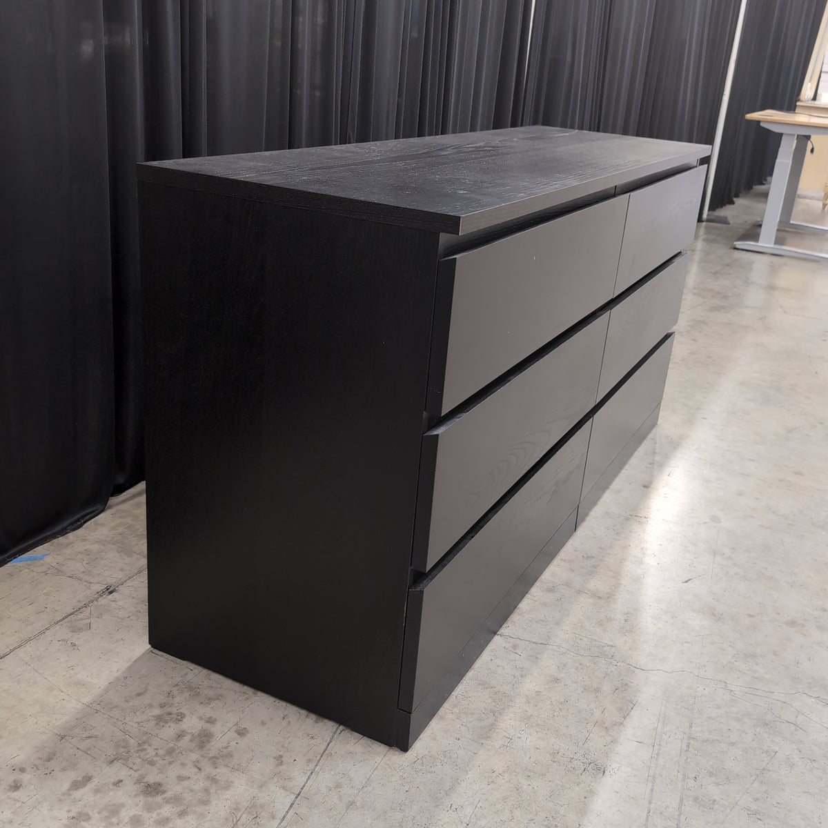 Dark Gray Six-Drawer Dresser in Wood Finish