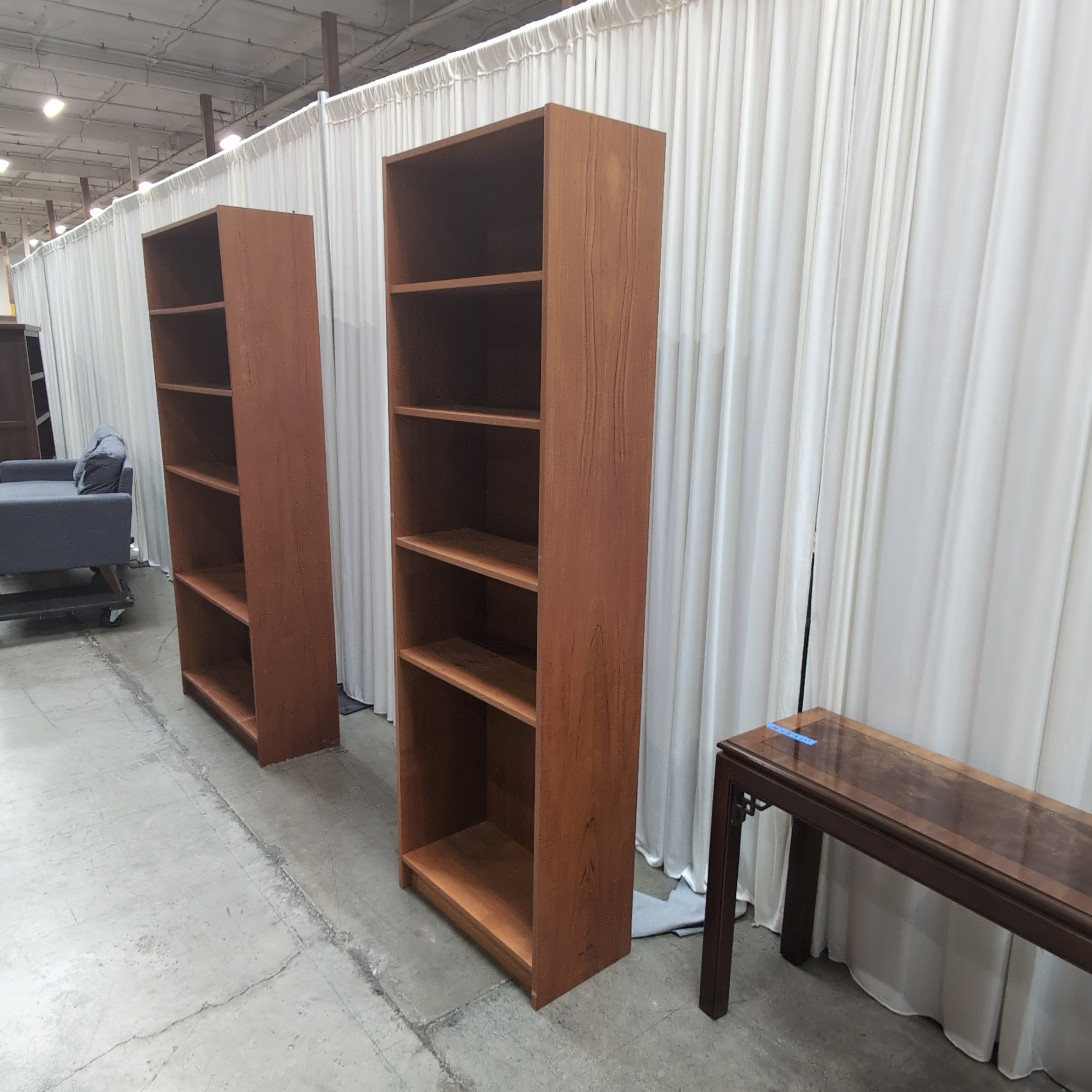 Light Brown Wood Five-Shelf Bookcase