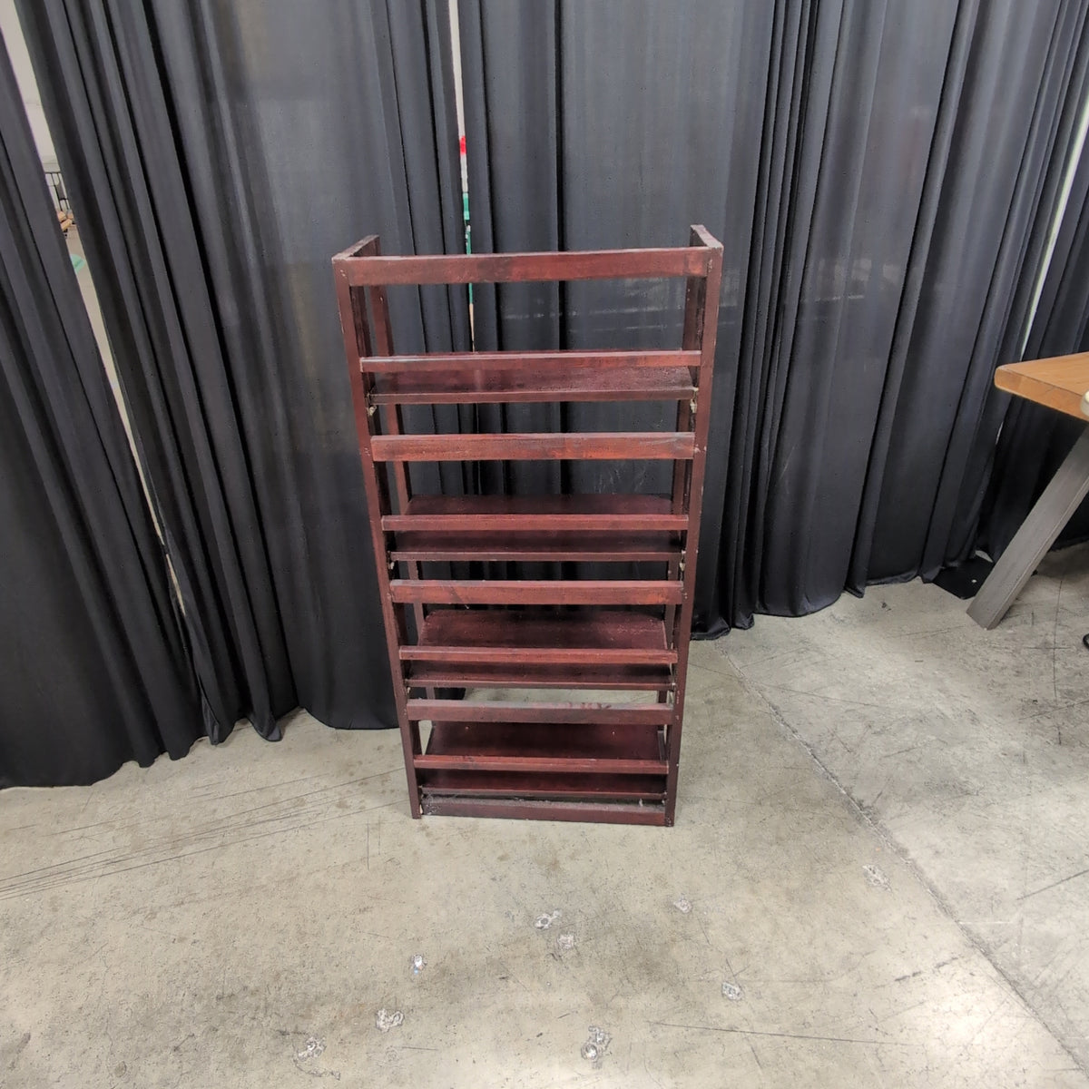 Dark Cherry Four-Shelf Ladder Bookcase in Wood
