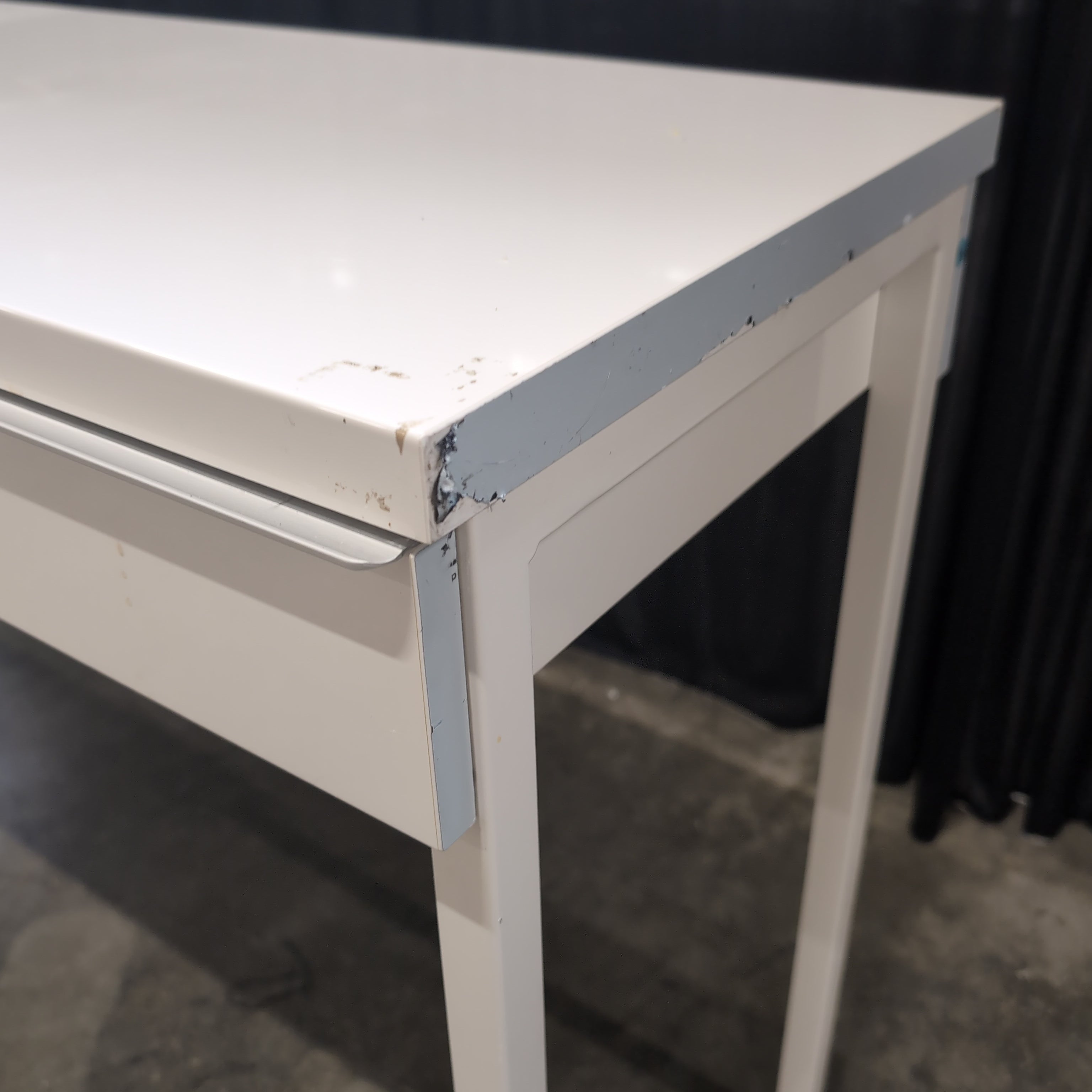 Off-White Minimalist Console Table with Two Drawers