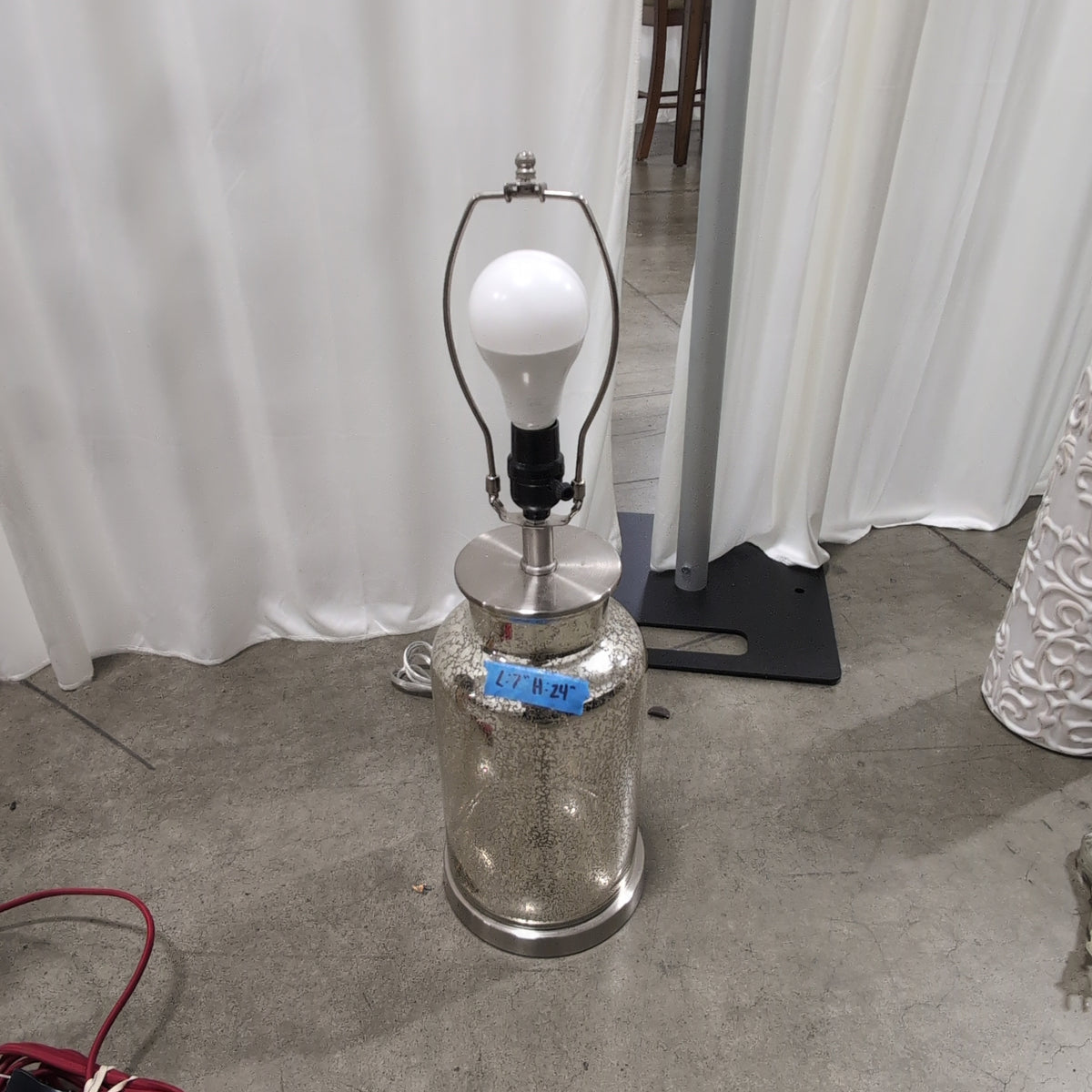Decorative Silver Mercury Glass Table Lamp in Brushed Metal